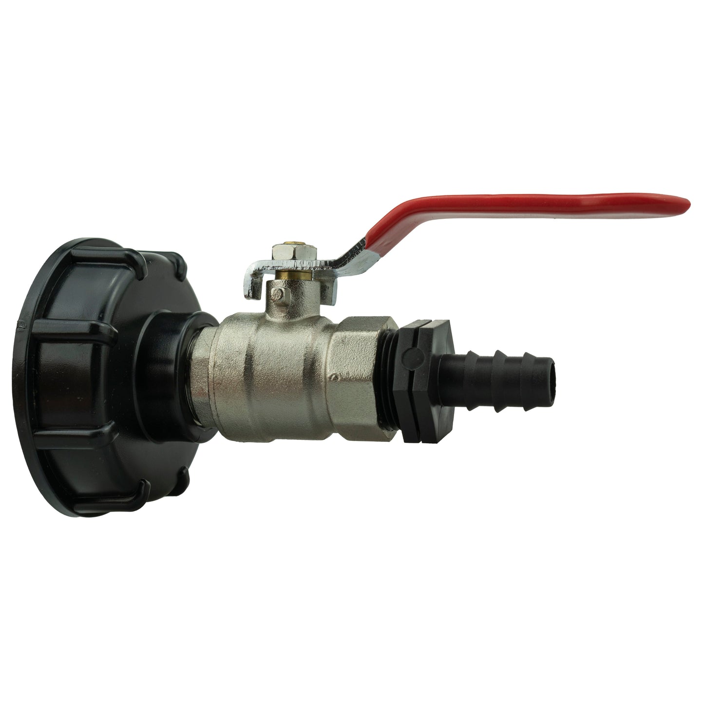 IBC 2” S60X6 Lid with Lever Tap and 16mm Straight Hose Barb Connector