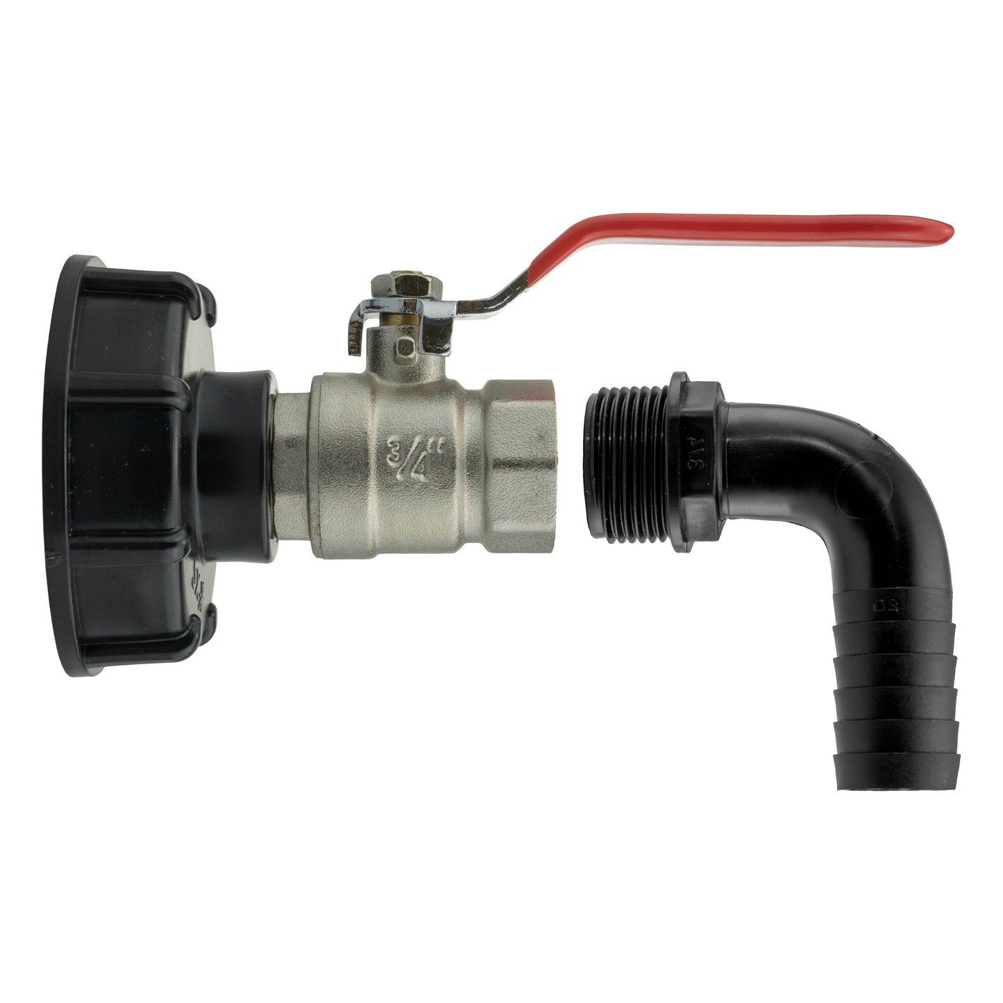 IBC 2” S60X6 Lid with Lever Tap and 20mm Hose Tail Elbow Connector