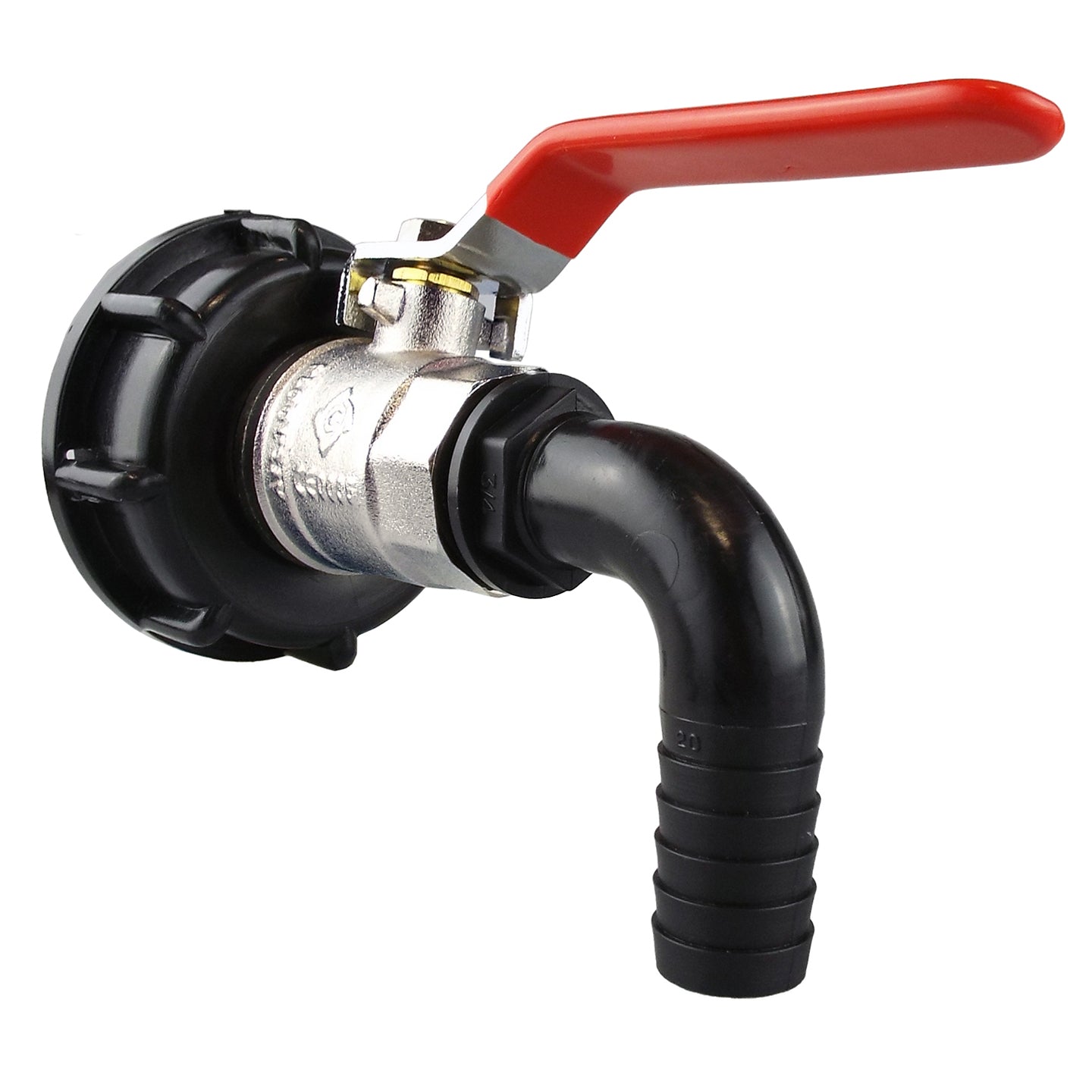 IBC 2” S60X6 Lid with Lever Tap and 20mm Hose Tail Elbow Connector