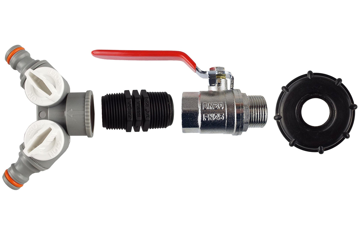 IBC 2” S60X6 Lid with Lever Tap and Dual Hose Splitter WL