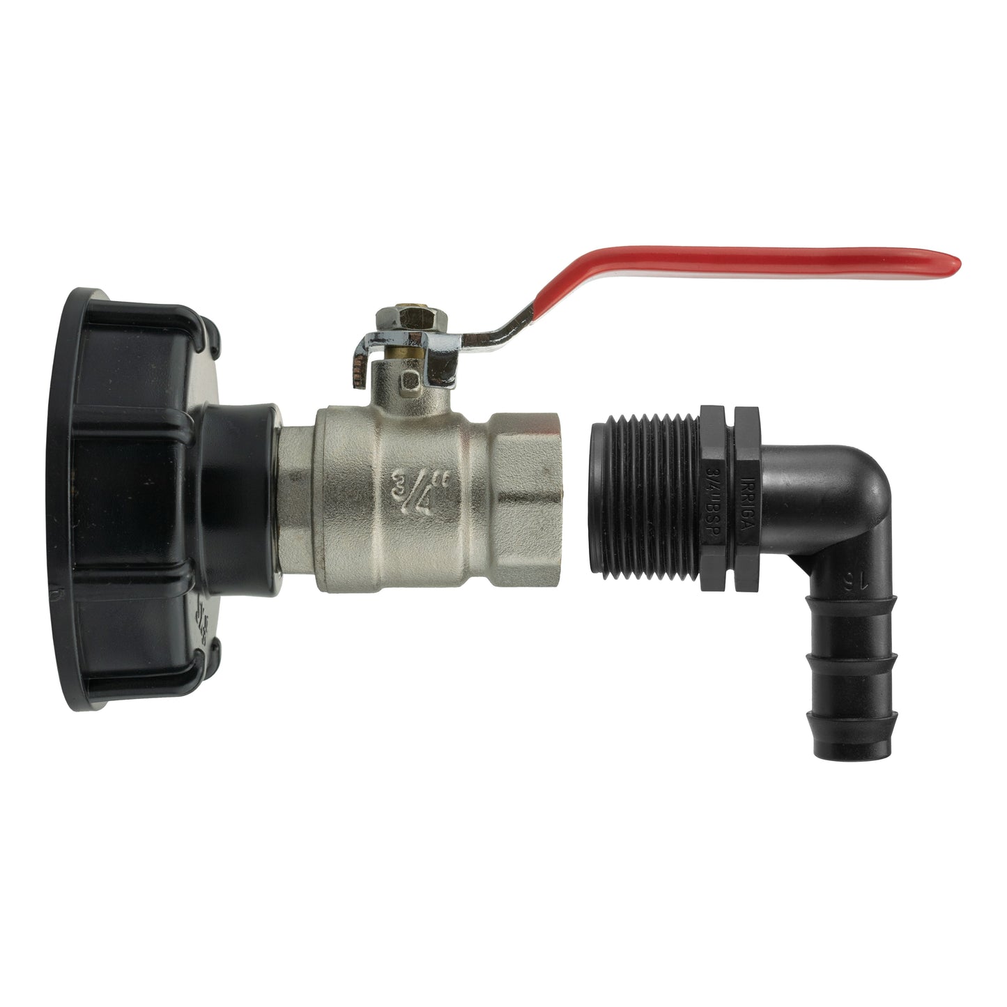 IBC 2” S60X6 Lid with Lever Tap and 16mm Hose Elbow Connector