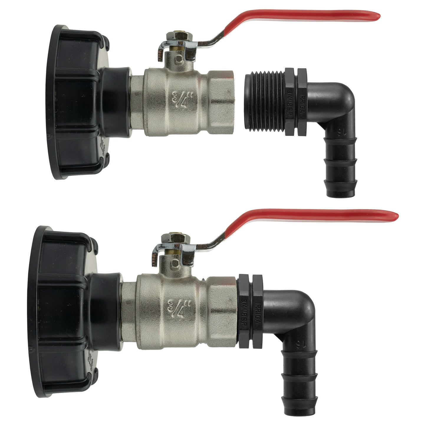 IBC 2” S60X6 Lid with Lever Tap and 16mm Hose Elbow Connector