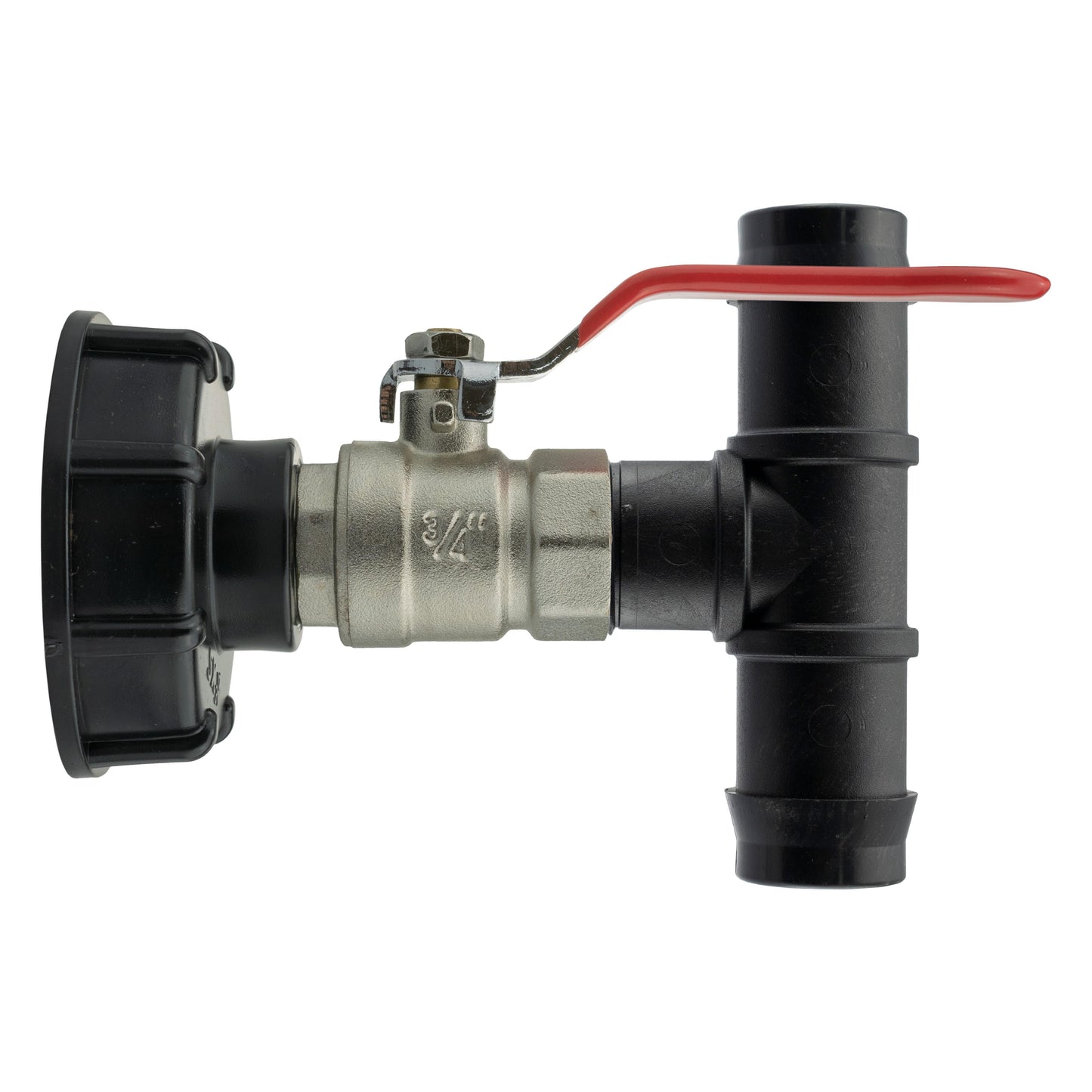 IBC 2” S60X6 Adapter with Lever Valve and 19mm Hose Barb T-Connector