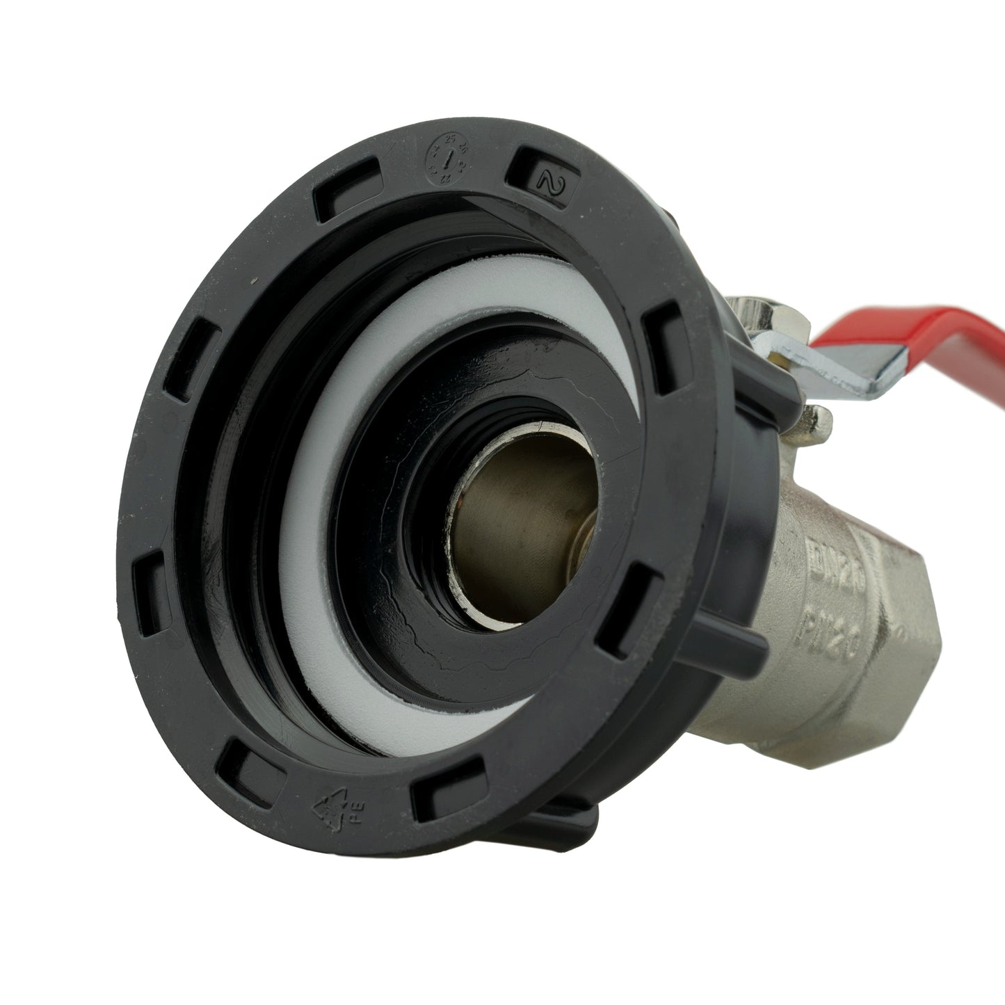 IBC 2” S60X6 Lid Fitted with ¾” BSP Male-Female Lever Tap Valve
