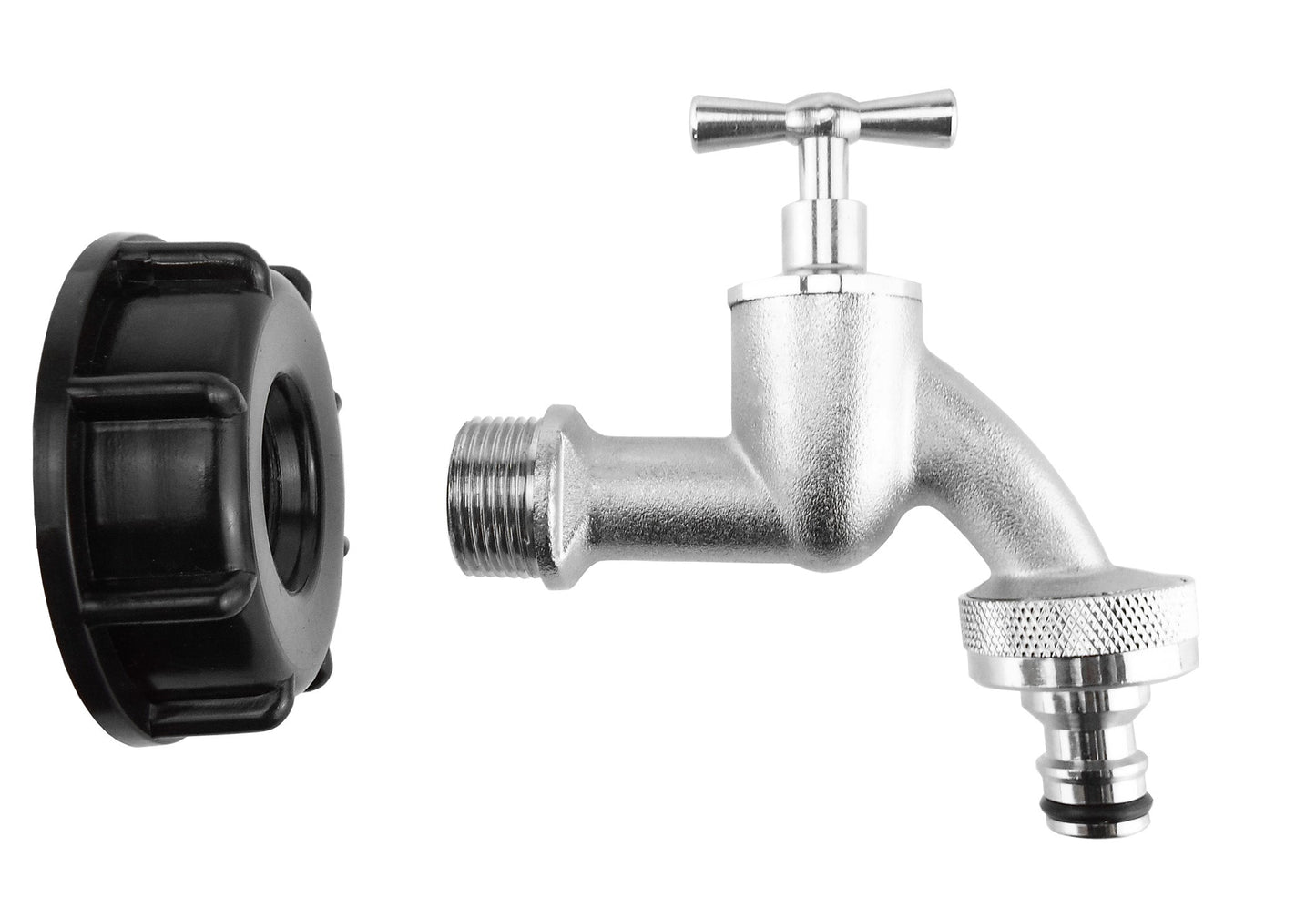 IBC 2” S60X6 Lid with Quick-Connect Nickel-Plated ¾” BSP Bib Tap