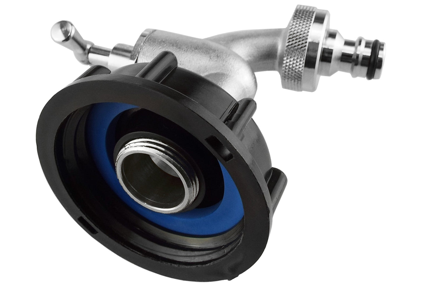 IBC 2” S60X6 Lid with Quick-Connect Nickel-Plated ½” BSP Bib Tap
