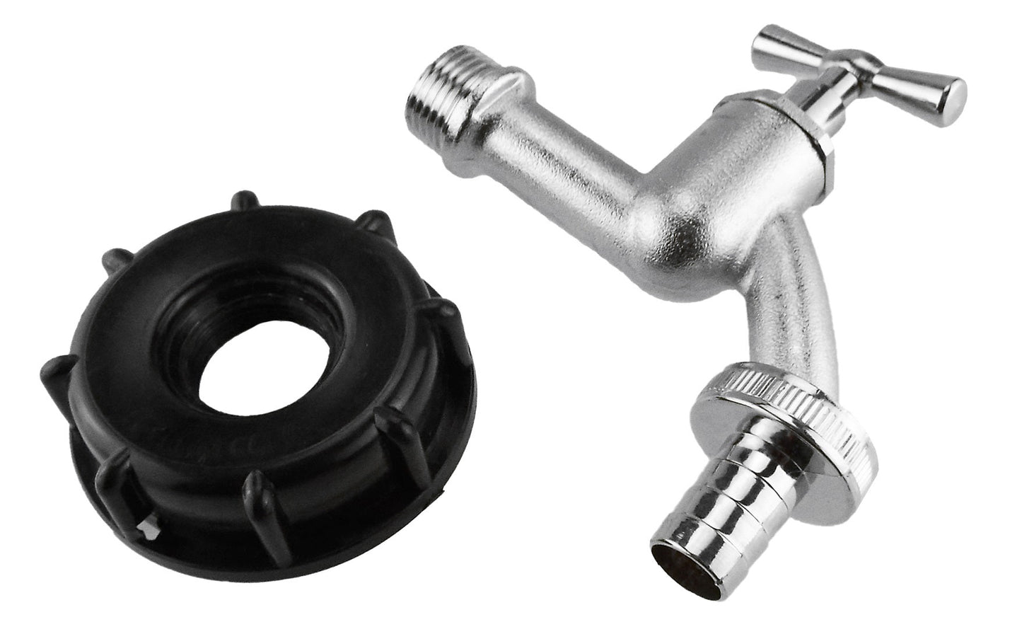 IBC 2” S60X6 Lid with ¾” Barb Nickel-Plated Bib Tap