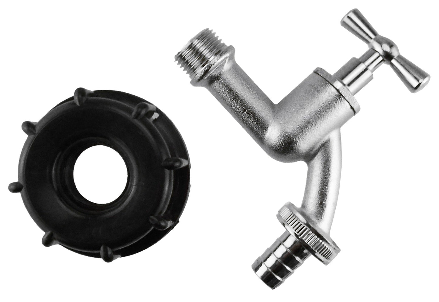 IBC 2” S60X6 Lid with ¾” Barb Nickel-Plated Bib Tap