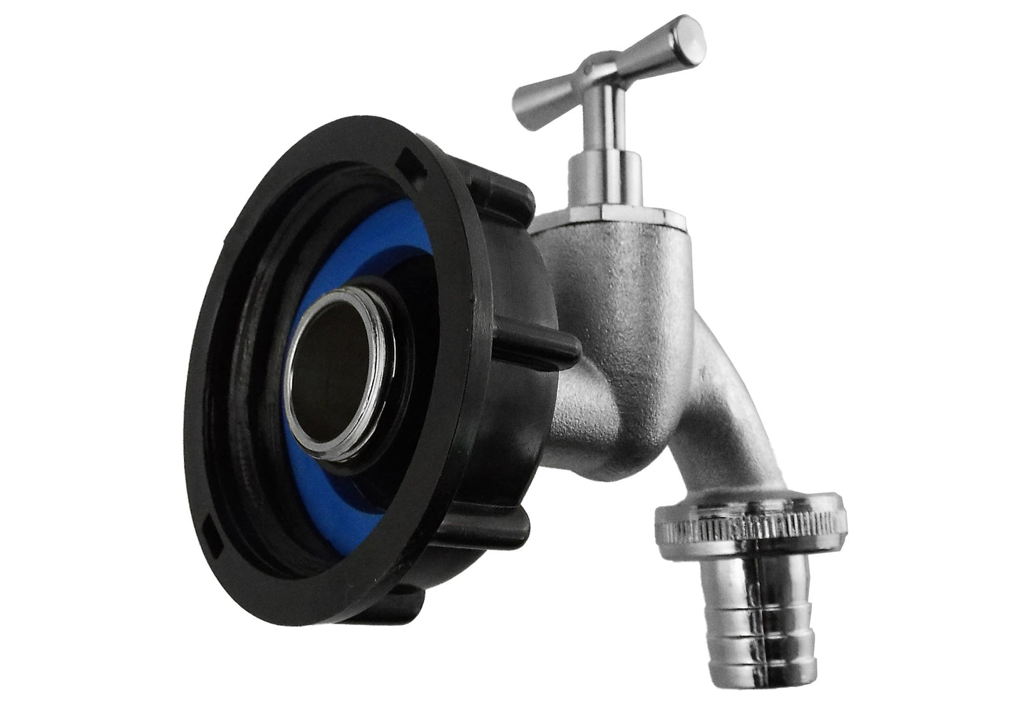 IBC 2” S60X6 Lid with ¾” Barb Nickel-Plated Bib Tap