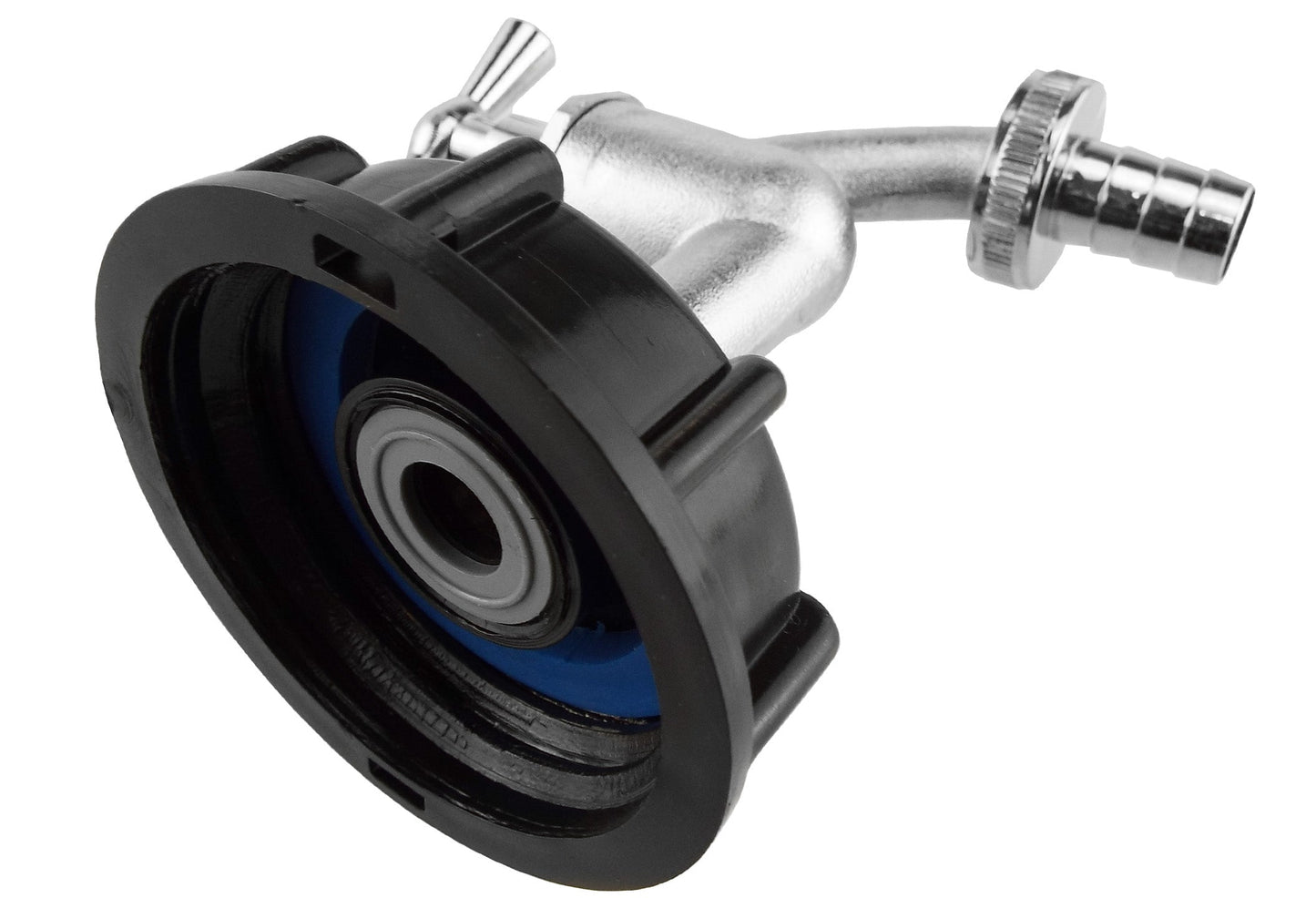 IBC 2” S60X6 Lid with ½” Barb Nickel-Plated Bib Tap
