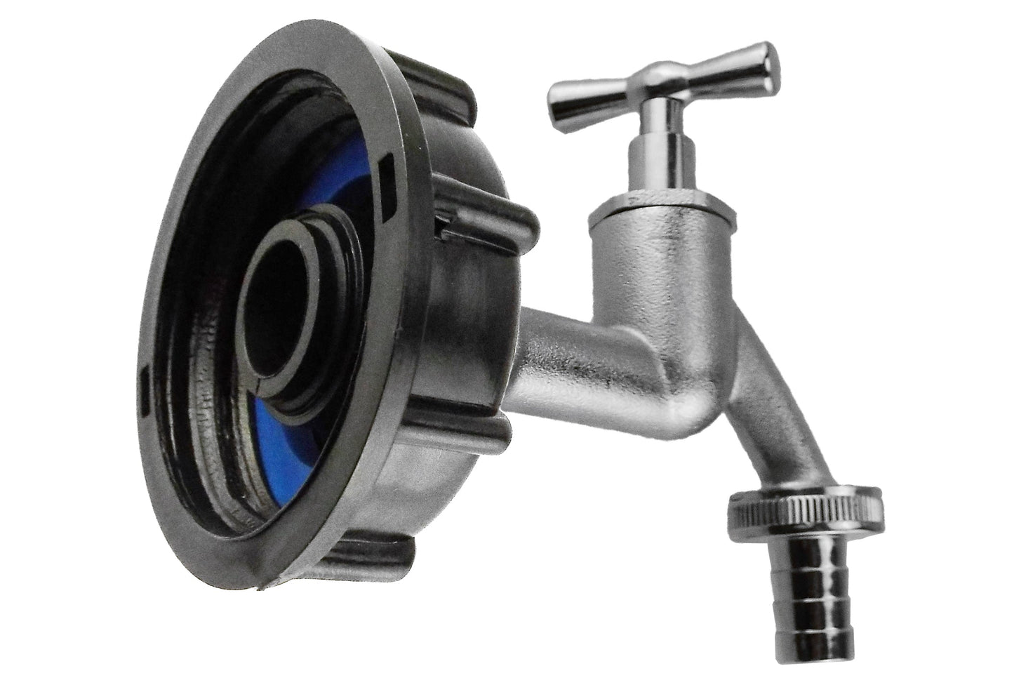 IBC 2” S60X6 Lid with ½” Barb Nickel-Plated Bib Tap