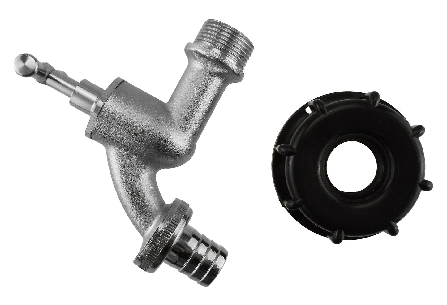 IBC 2” S60X6 Lid with ¾” Barb Nickel-Plated Bib Tap