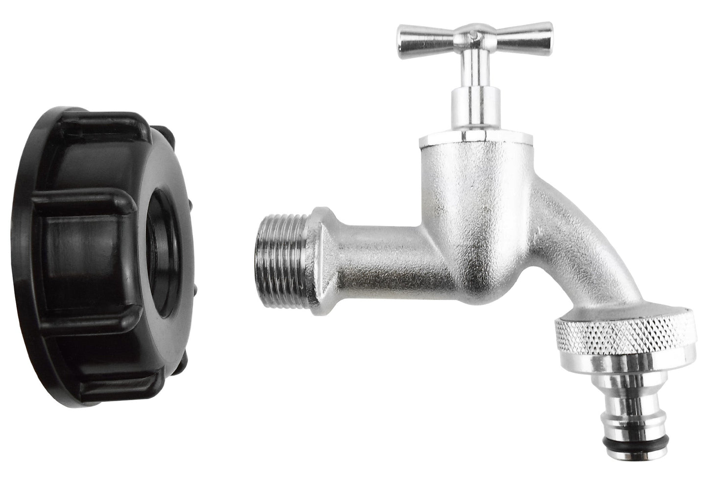 IBC 2” S60X6 Lid with Quick-Connect Nickel-Plated ½” BSP Bib Tap