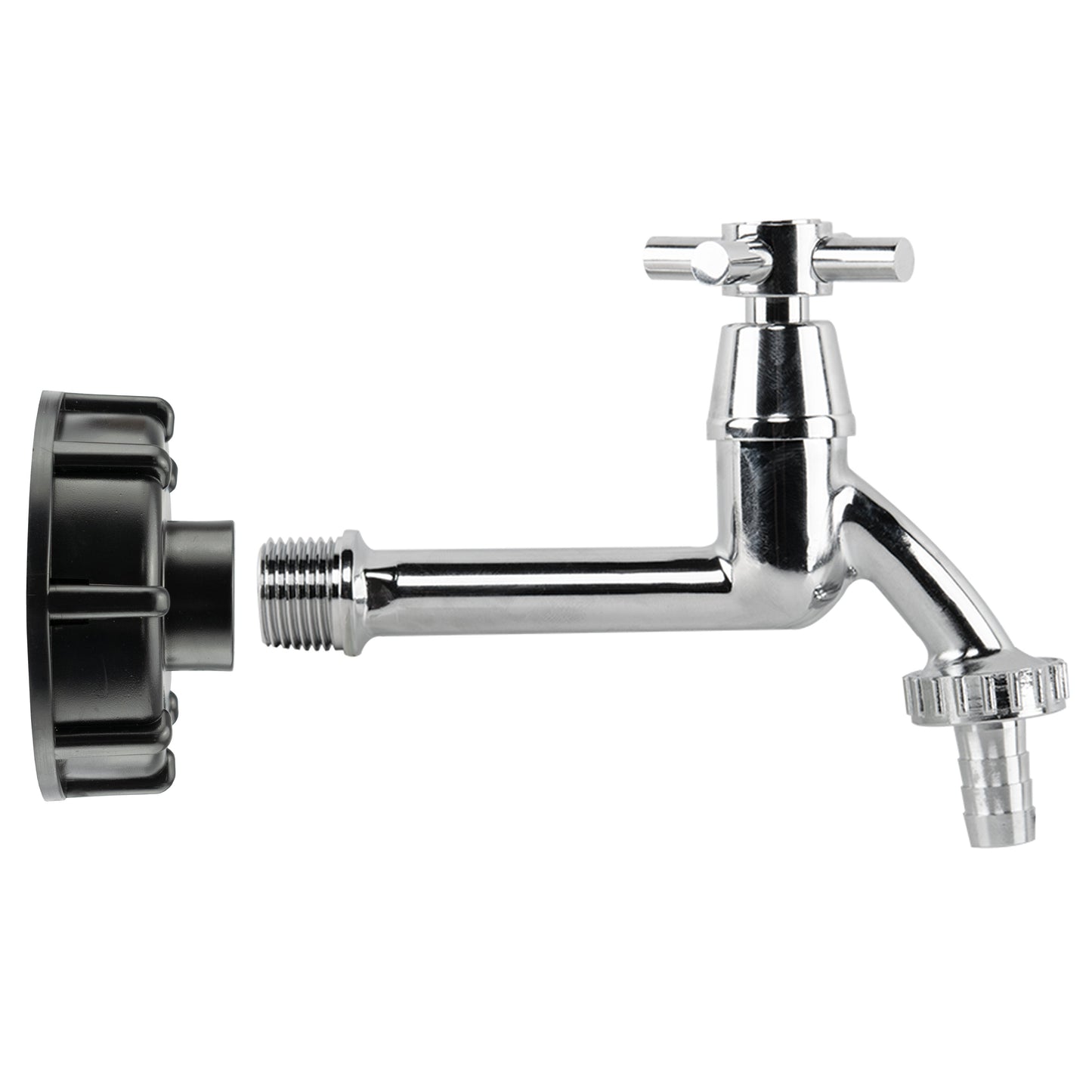 IBC 2" S60X6 Lid with 1/2" BSP Thread and Extended Chrome-Plated Brass Tap with 1/2" Hose Tail