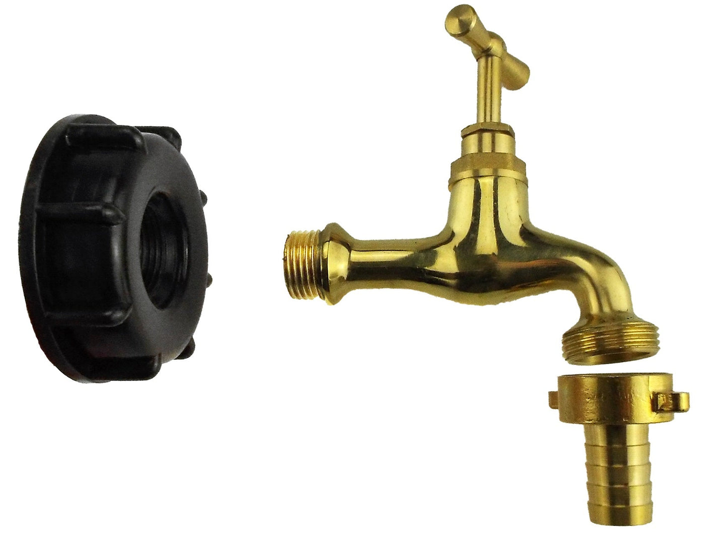 IBC 2” S60X6 Lid with 15mm Barb Polished Brass Garden Tap