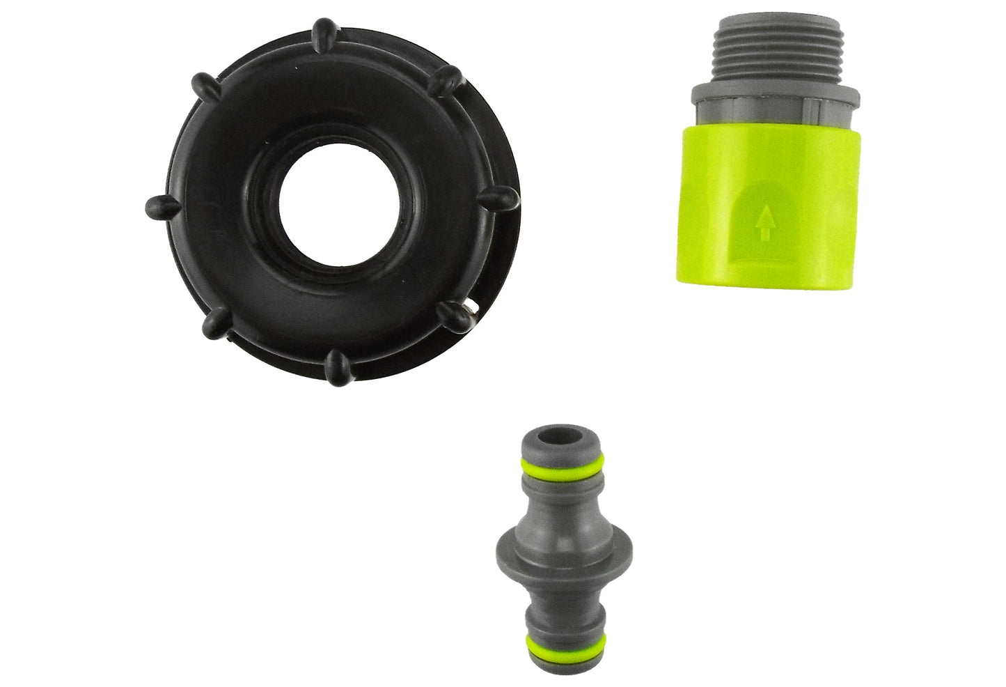 IBC 2” S60X6 Lid with ¾” BSP Thread Connector and Dual Male Hose Coupler – Lime