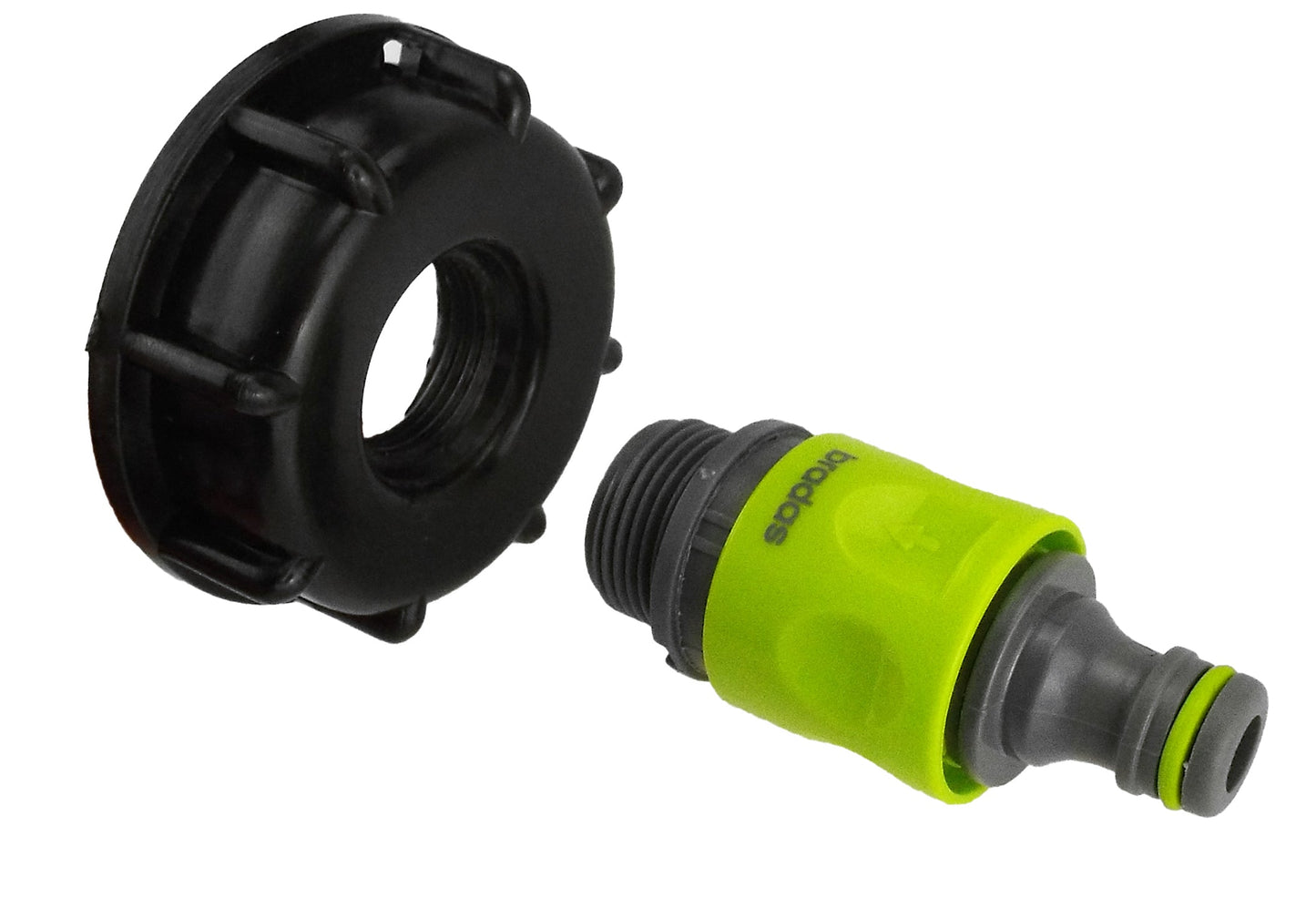 IBC 2” S60X6 Lid with ¾” BSP Thread Connector and Dual Male Hose Coupler – Lime