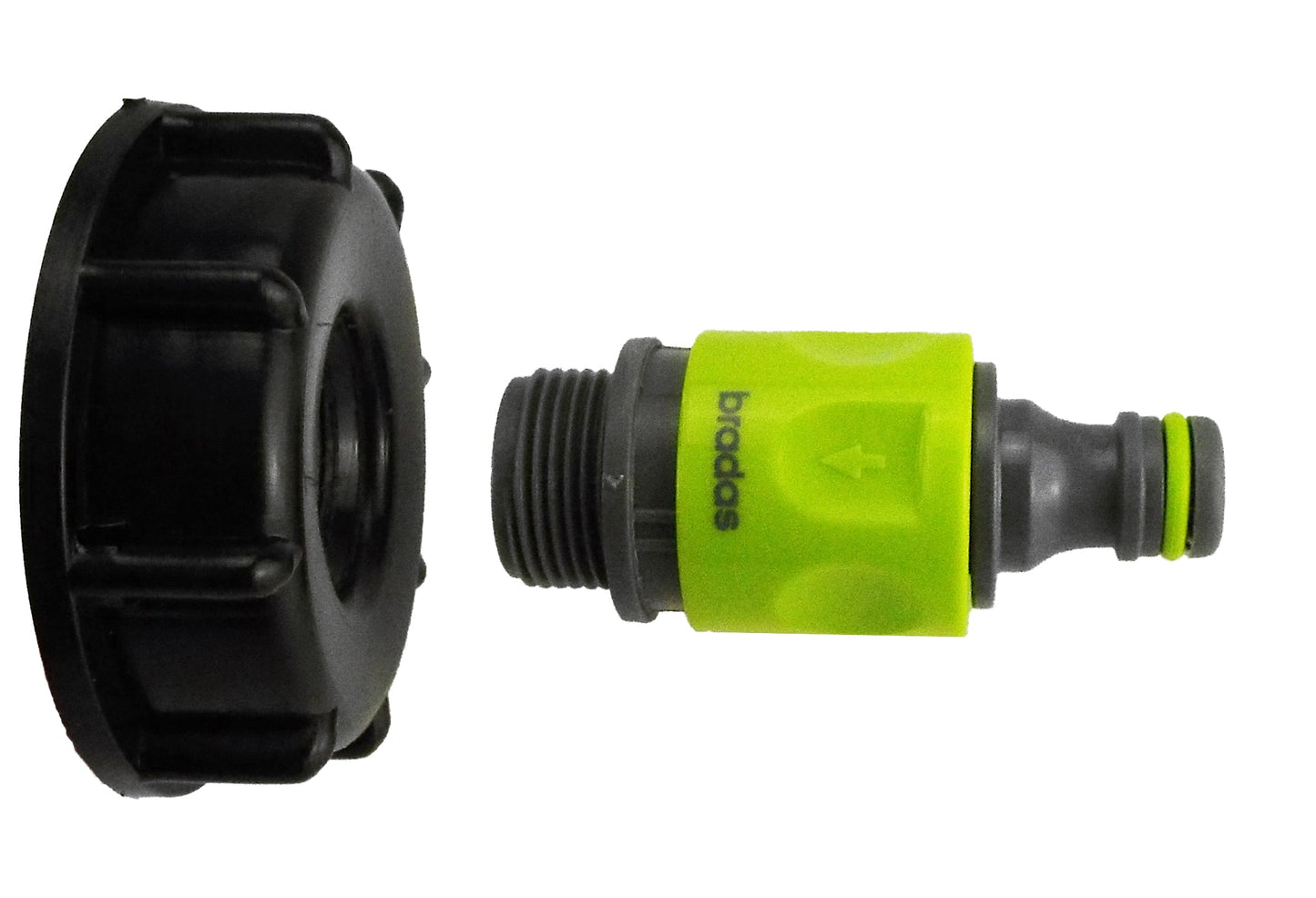 IBC 2” S60X6 Lid with ¾” BSP Thread Connector and Dual Male Hose Coupler – Lime
