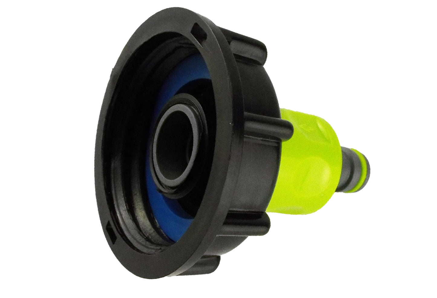 IBC 2” S60X6 Lid with ¾” BSP Thread Connector and Dual Male Hose Coupler – Lime