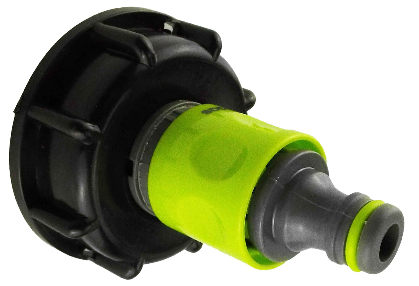 IBC 2” S60X6 Lid with ¾” BSP Thread Connector and Dual Male Hose Coupler – Lime
