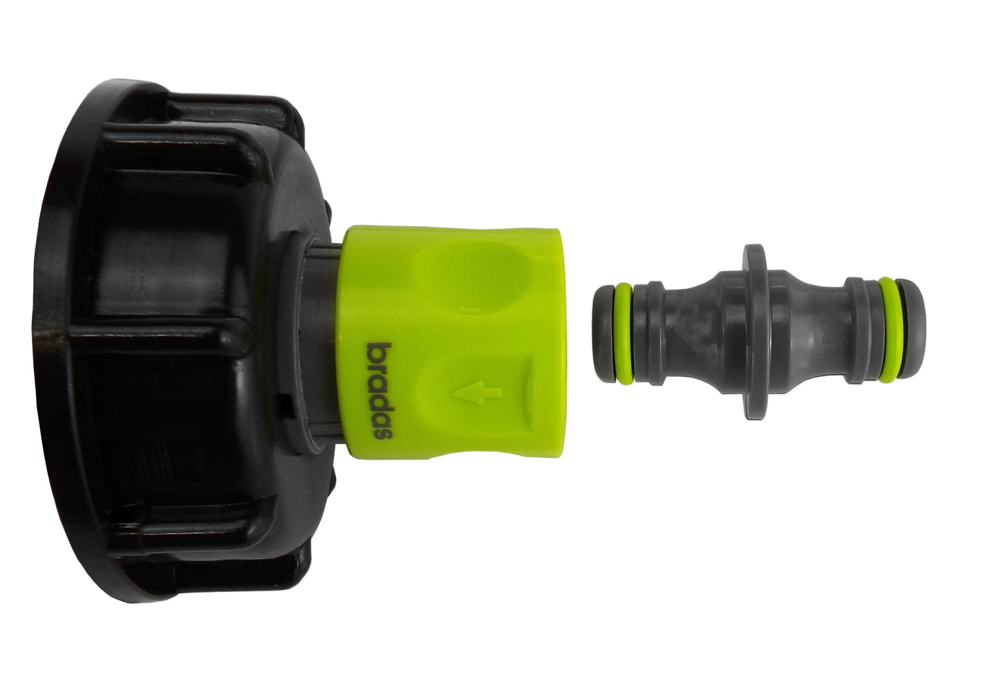 IBC 2” S60X6 Lid with ¾” BSP Thread Connector and Dual Male Hose Coupler – Lime