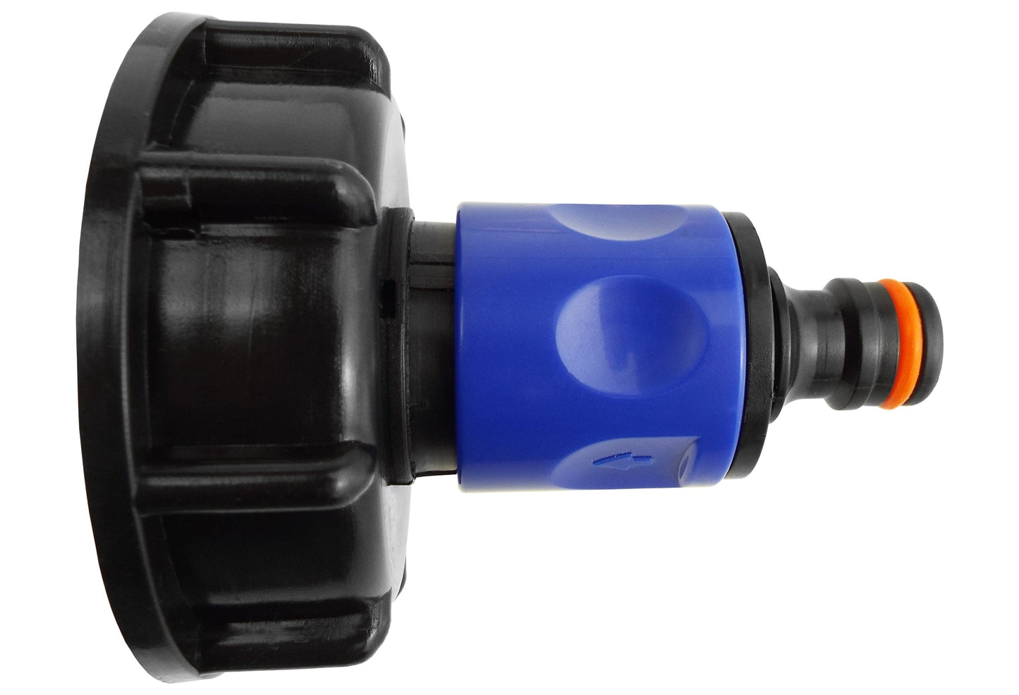 IBC 2” S60X6 Lid with ¾” BSP Thread Hose Connector (Blue) and Dual Male Adapter