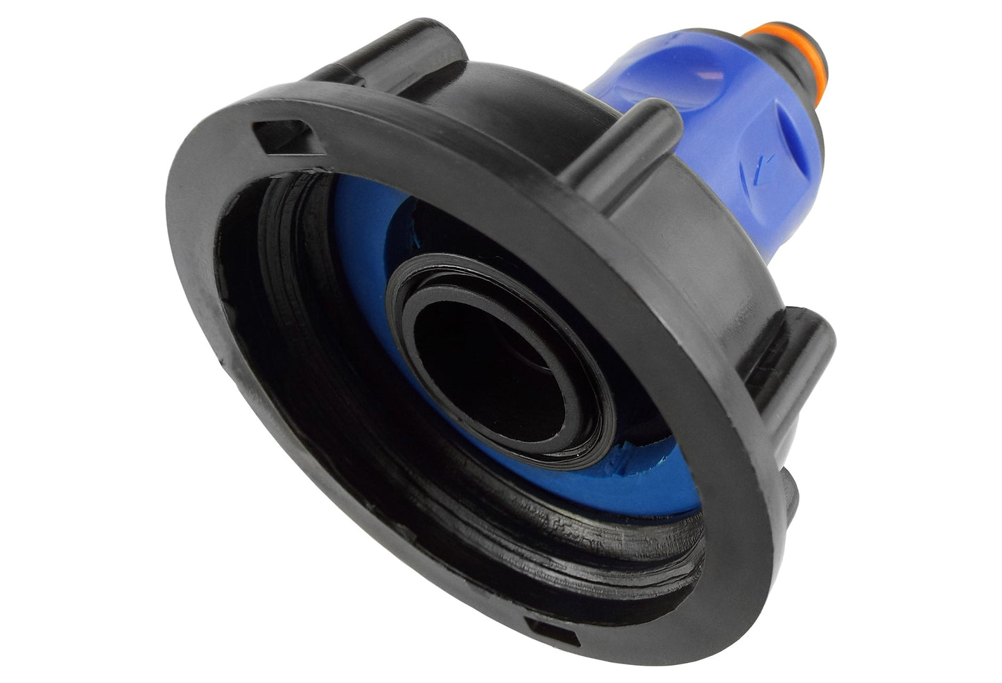 IBC 2” S60X6 Lid with ¾” BSP Thread Hose Connector (Blue) and Dual Male Adapter