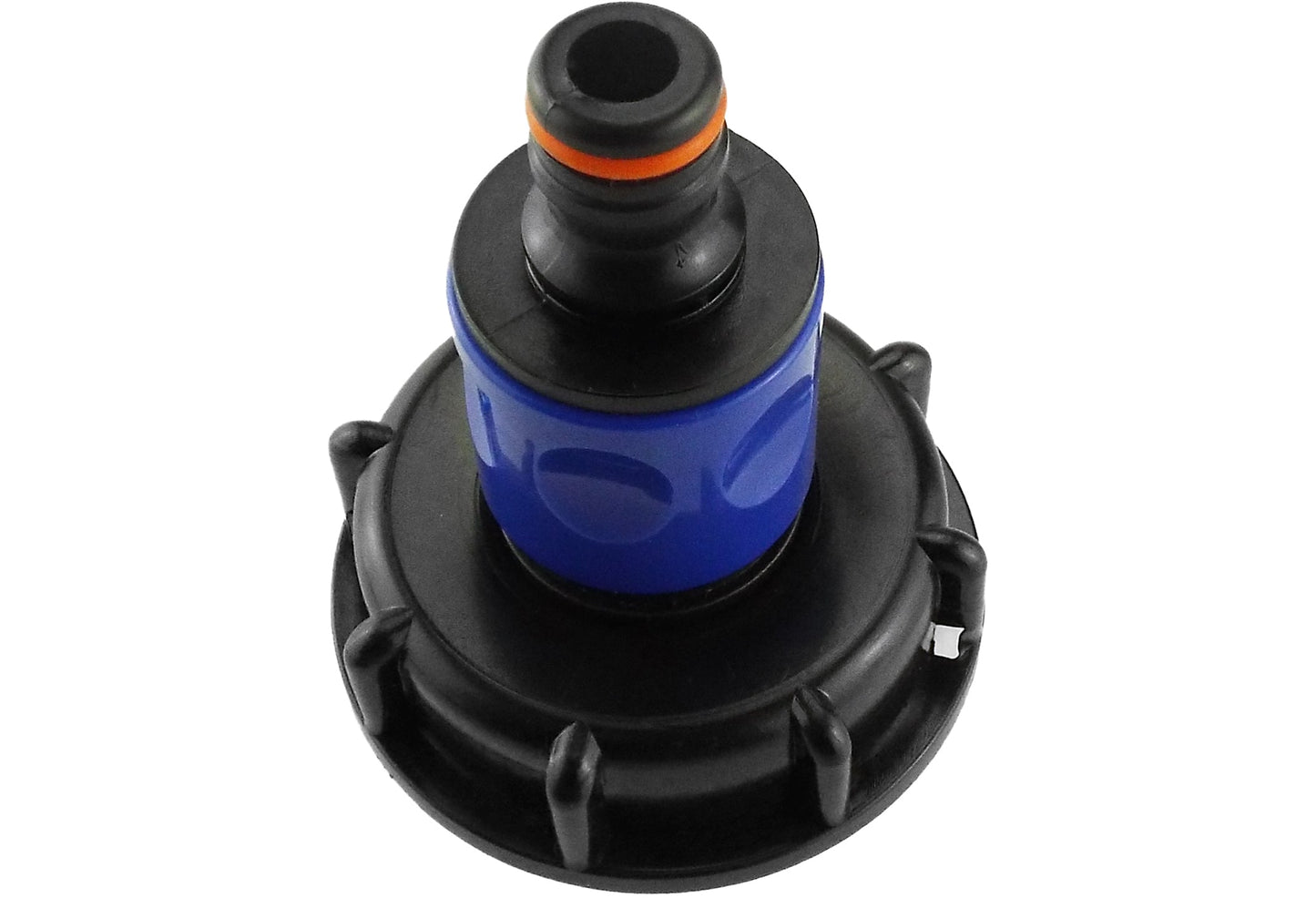 IBC 2” S60X6 Lid with ¾” BSP Thread Hose Connector (Blue) and Dual Male Adapter