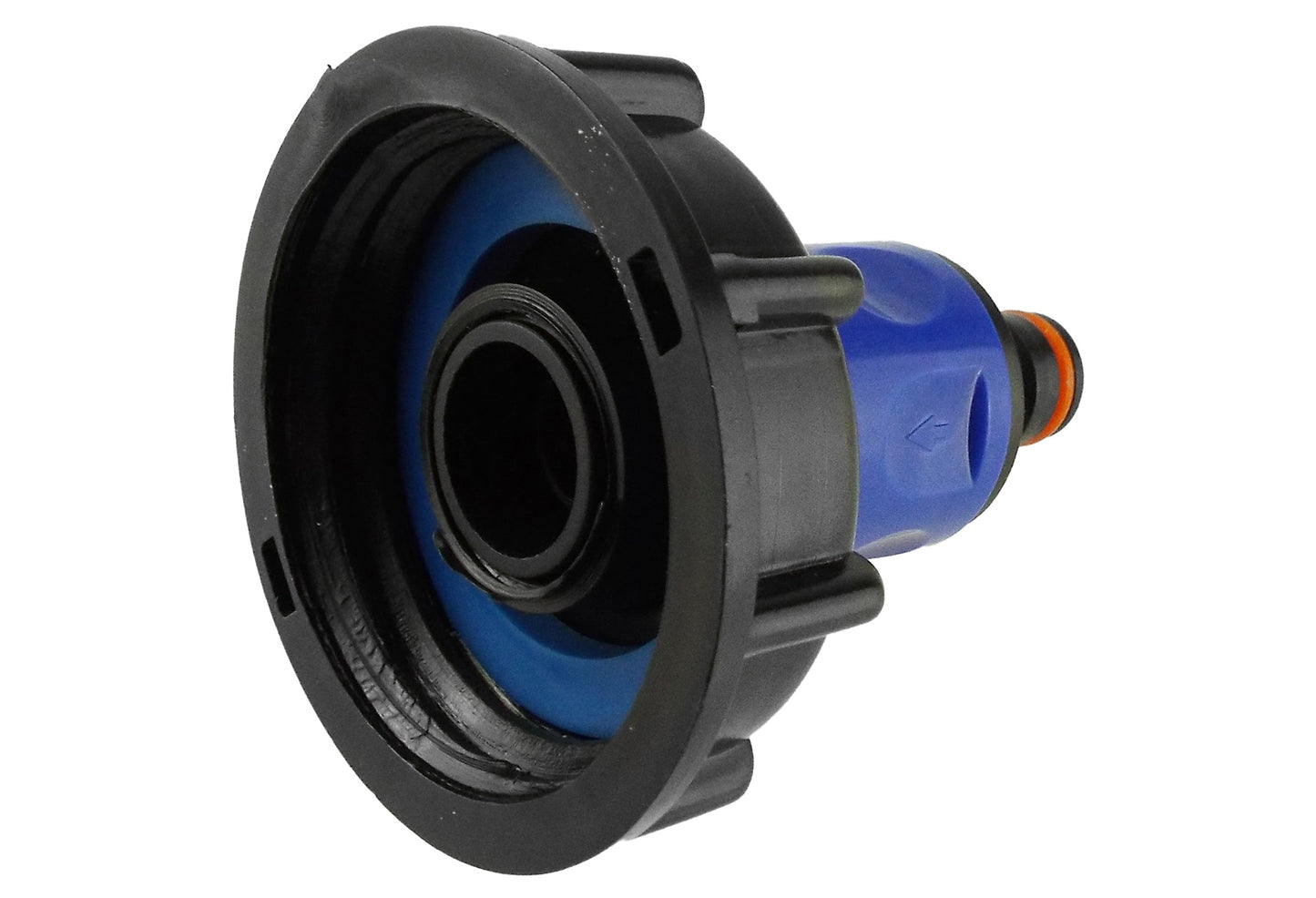 IBC 2” S60X6 Lid with ¾” BSP Thread Hose Connector (Blue) and Dual Male Adapter