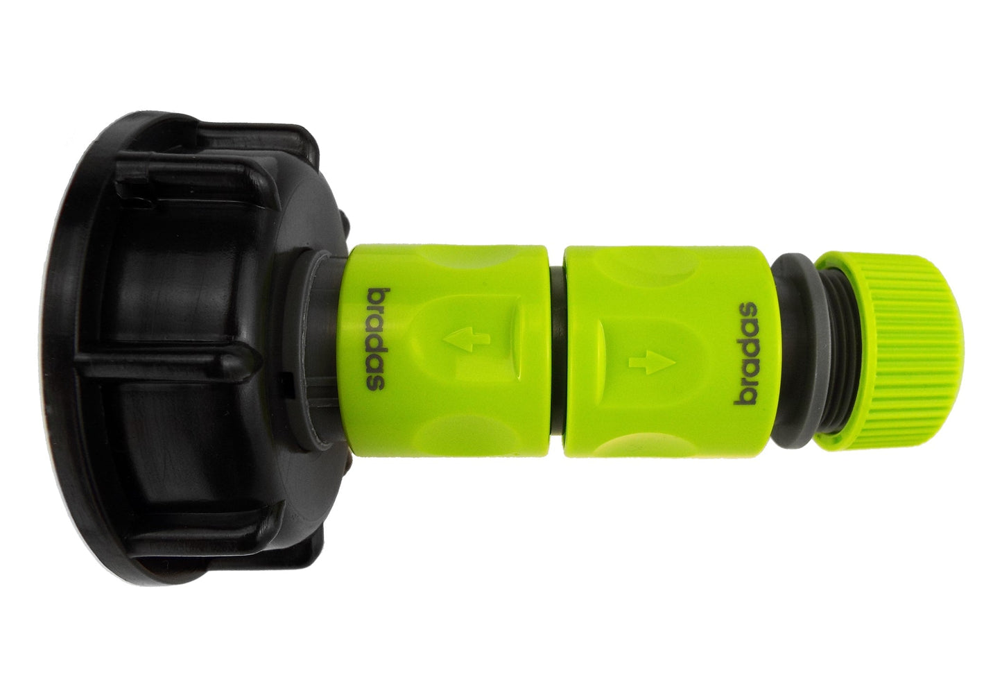 IBC 2” S60X6 Lid with Threaded Hose Adaptor, Dual Male Connector and Lime Hose Fitting