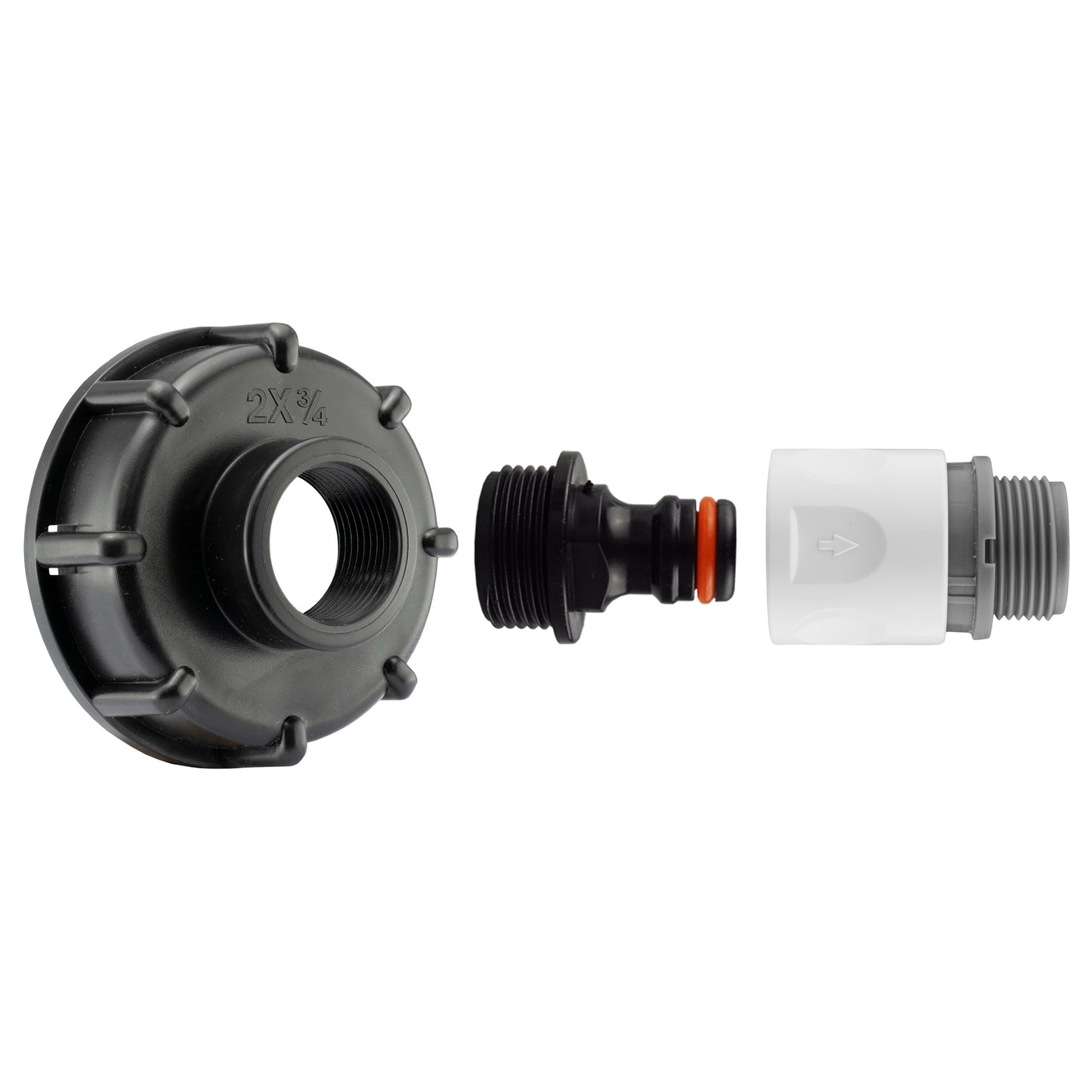 IBC 2” S60X6 Lid with Quick Connect Male Fitting and ¾” BSP Hose Adapter