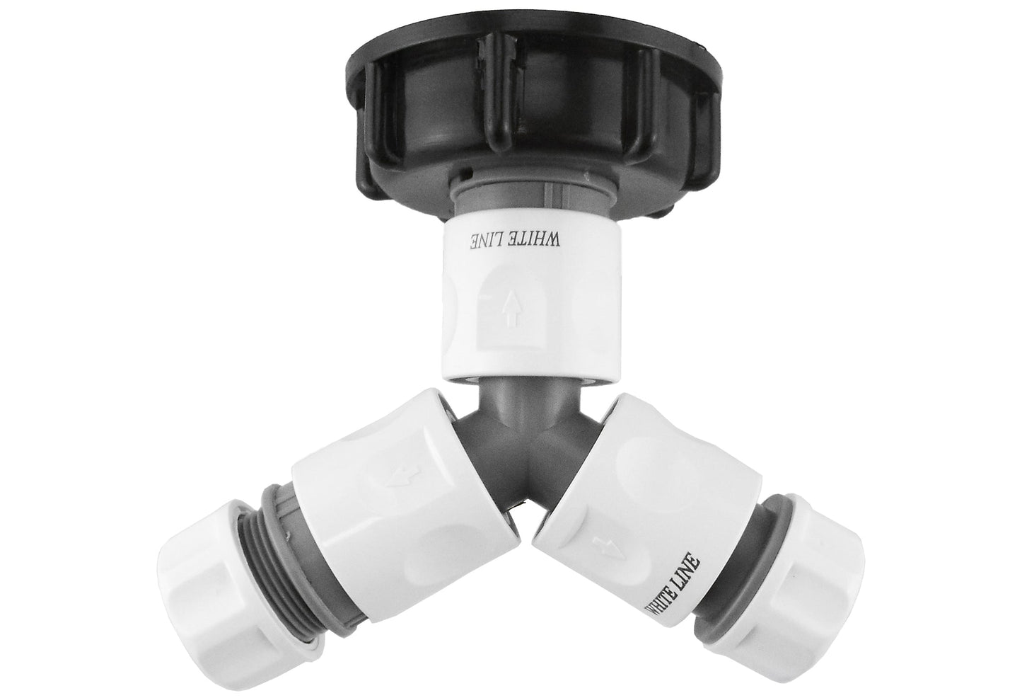 IBC 2” S60X6 Cap with ¾” BSP Threaded Connector, 3-Way Splitter and Hose Fittings