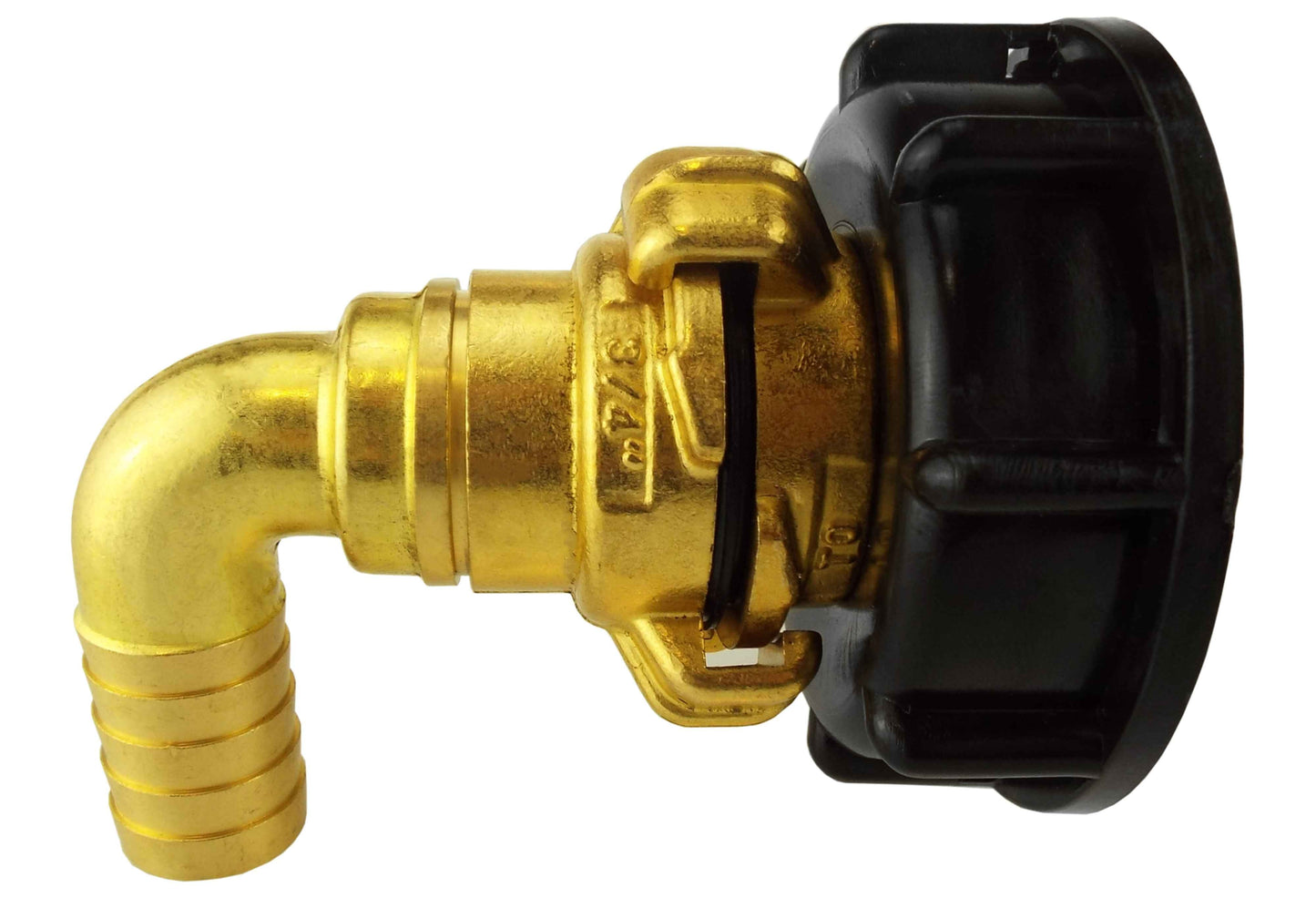 IBC 2" S60X6 Lid with 19mm Elbow Hose Tail Geka-Style Swivel Connector