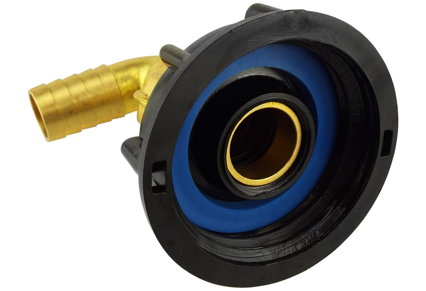 IBC 2" S60X6 Lid with 19mm Elbow Hose Tail Geka-Style Swivel Connector