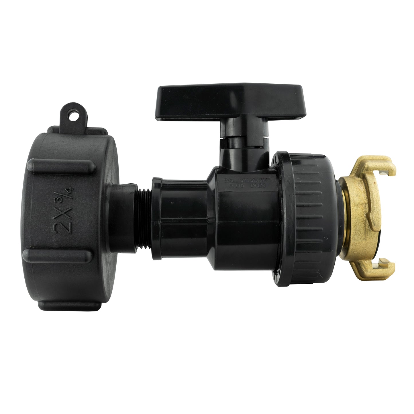 IBC 2” S60X6 Tank Cap with Heavy-Duty Plastic Valve and Geka-Style Connector