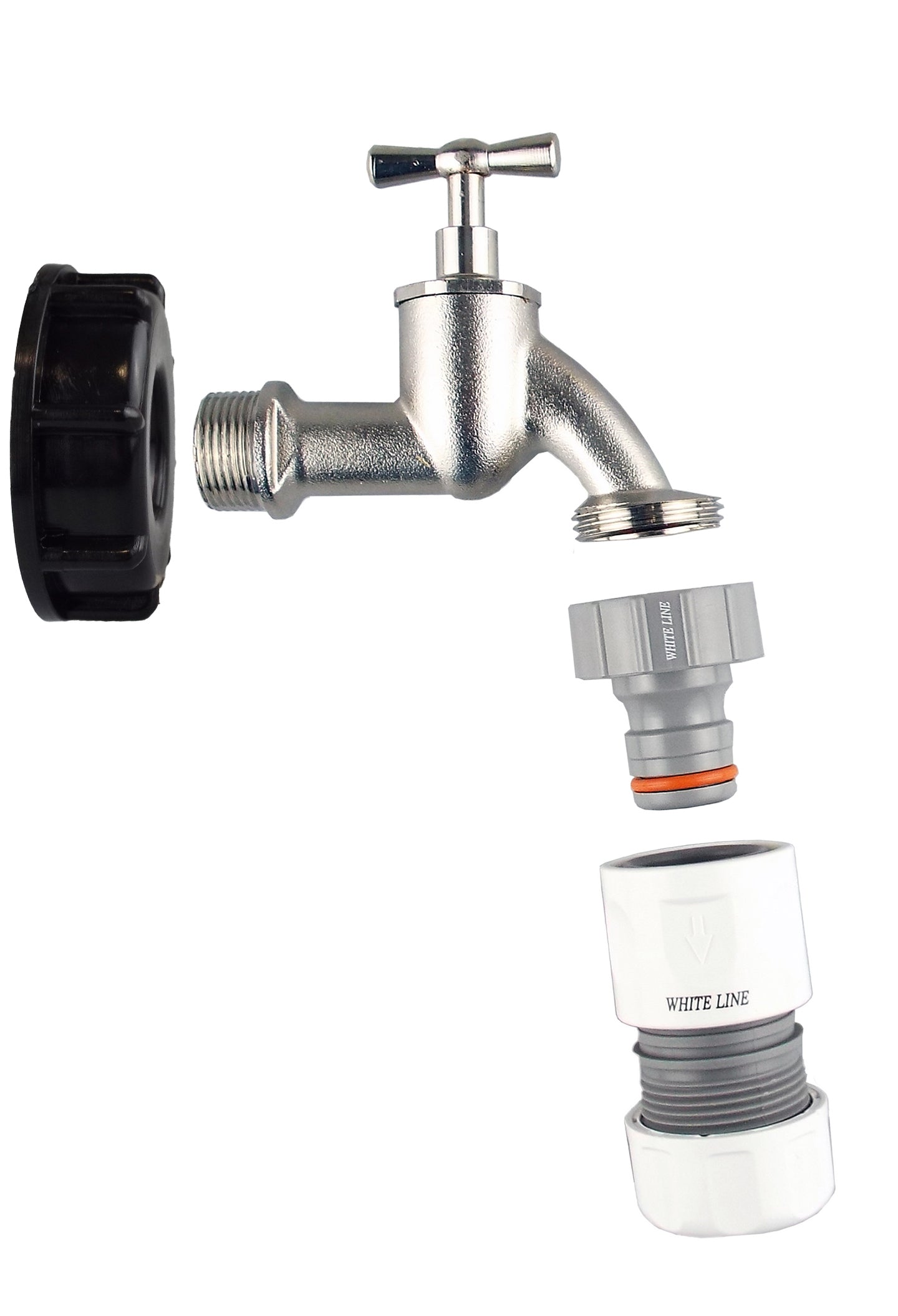 IBC 2” S60X6 Lid with Bib Tap and Max Flo Connector Kit