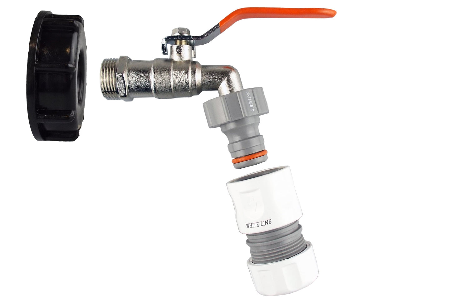 IBC 2” S60X6 Lid with Lever Valve and Max Flo Hose Connector Kit