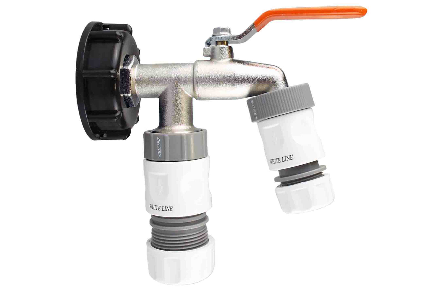 IBC 2” S60X6 End Cap with Twin Lever Tap, Max Flo Connector & Standard Hose Outlet
