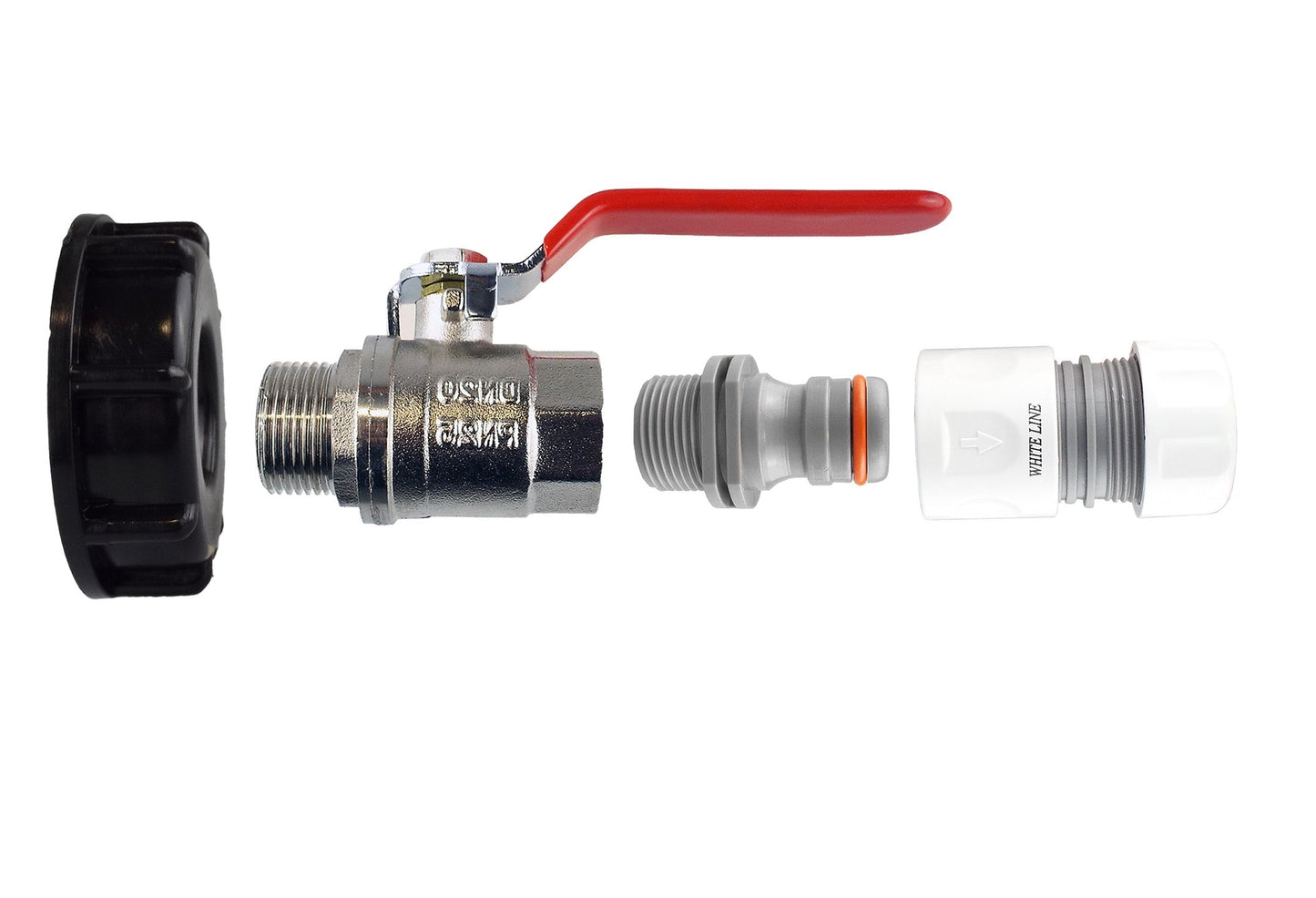 IBC 2” S60X6 Lid with ¾” BSP Lever Tap and Max Flo Hose Fittings Kit