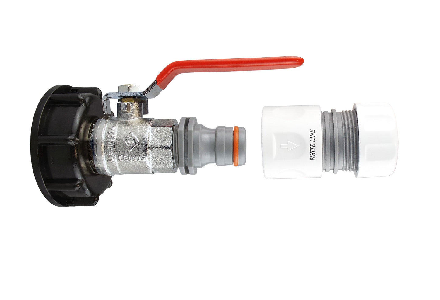 IBC 2” S60X6 Lid with ¾” BSP Lever Tap and Max Flo Hose Fittings Kit