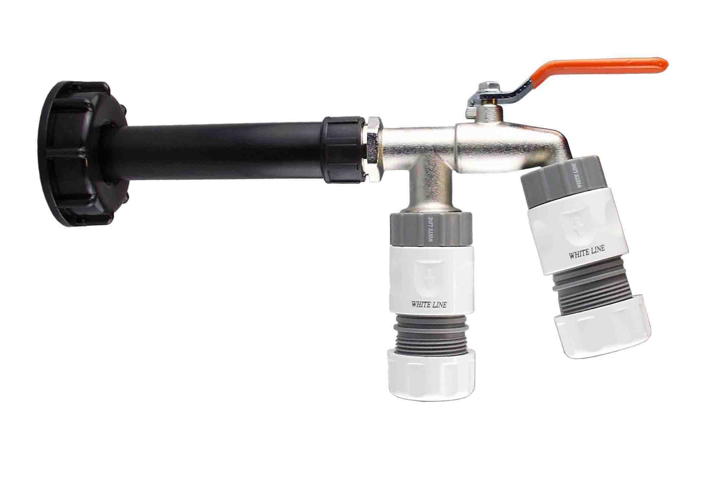 IBC 2” S60X6 Cap with Water Filter, Twin Lever Valve and Max Flo Hose Connector Kit