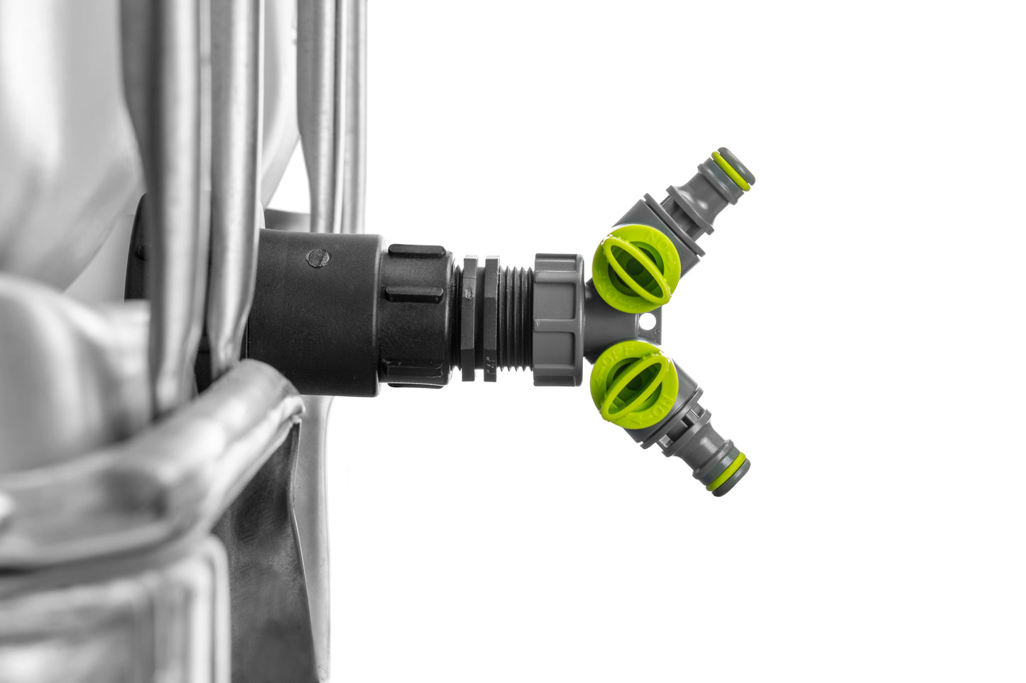 IBC 2” S60X6 to ¾” BSP Female Extension Adapter with ¾” BSP Thread and Dual Outlet Splitter