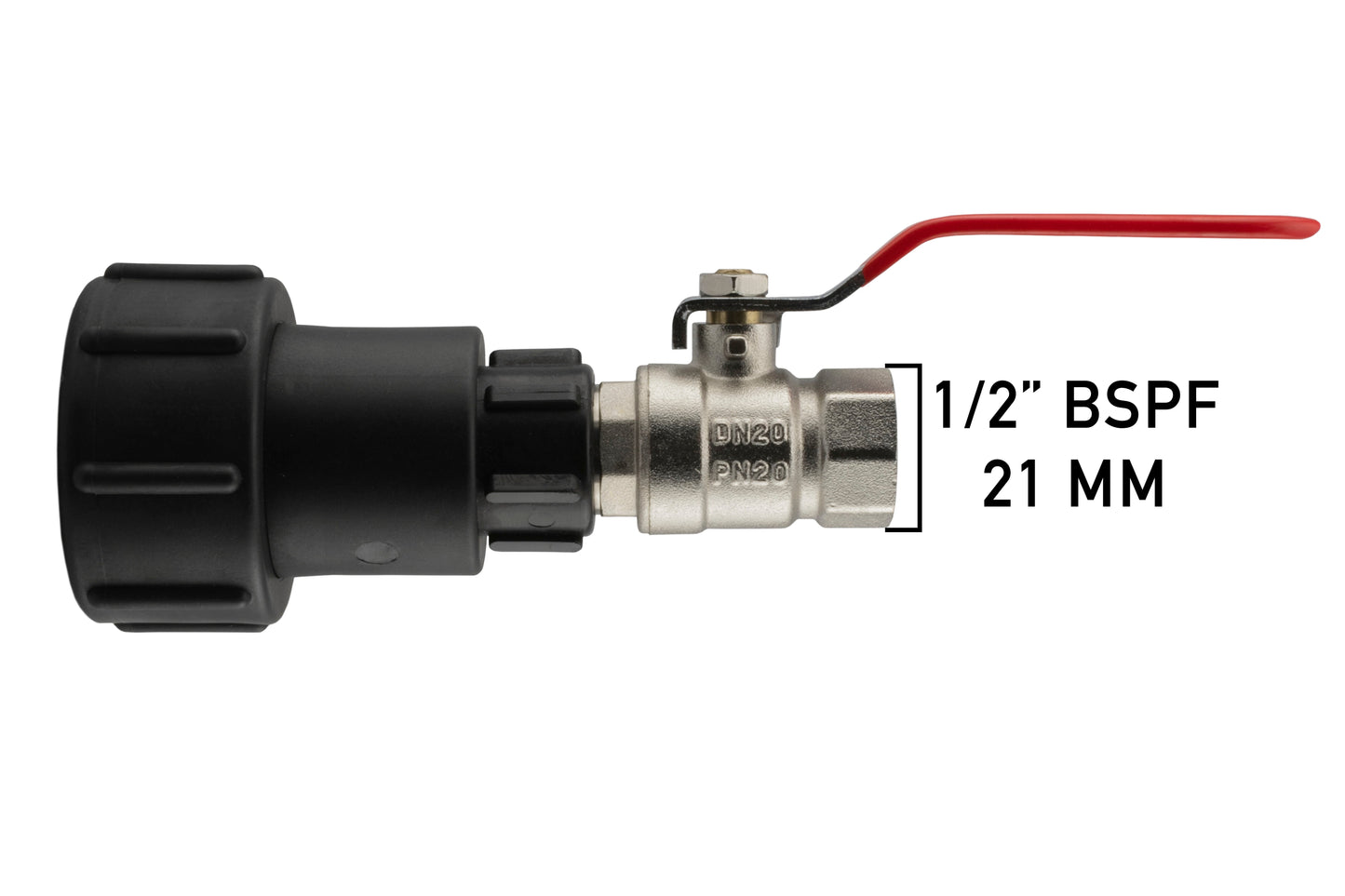 IBC 2” S60X6 to ½” BSP Female Extension Adapter with ½” BSPM-F Lever Tap