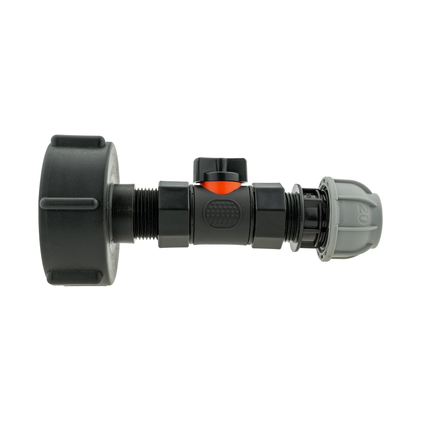 IBC 2” S60X6 Lid with Integrated BSP Female Valve and 20mm MDPE Straight Connector