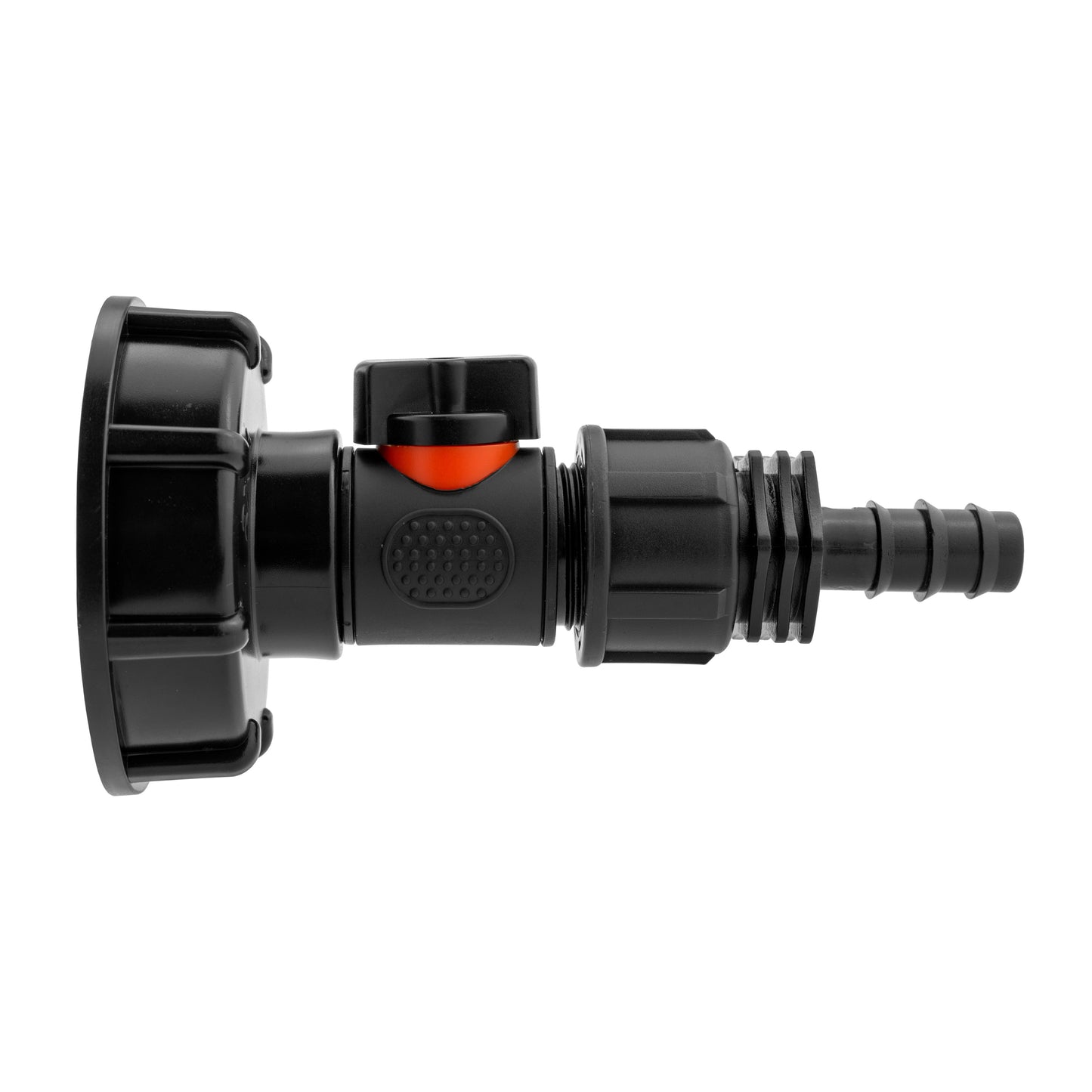 IBC 2” S60X6 Cap with Integrated BSP Male Valve and 16mm Barbed Hose Tail