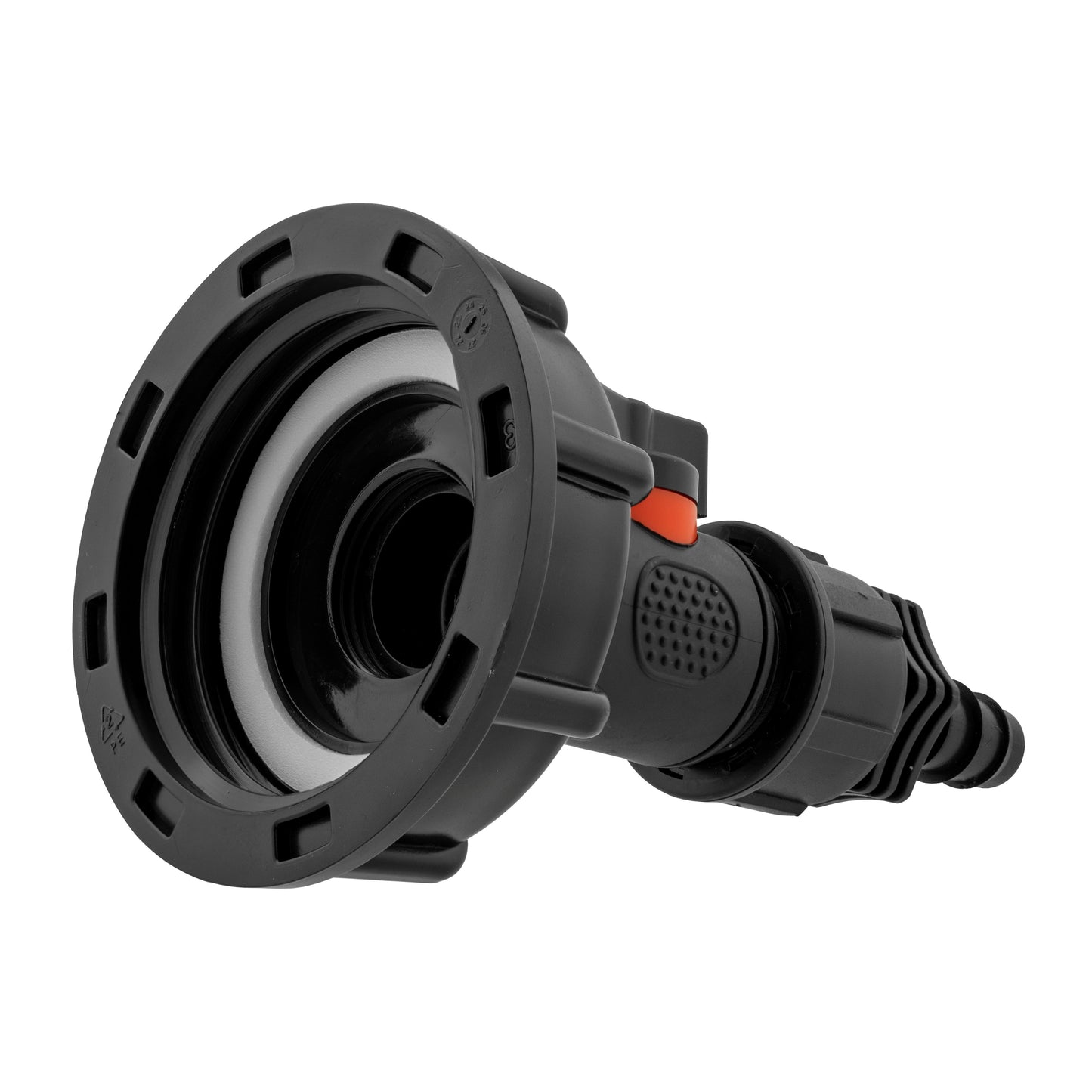 IBC 2” S60X6 Cap with Integrated BSP Male Valve and 16mm Barbed Hose Tail