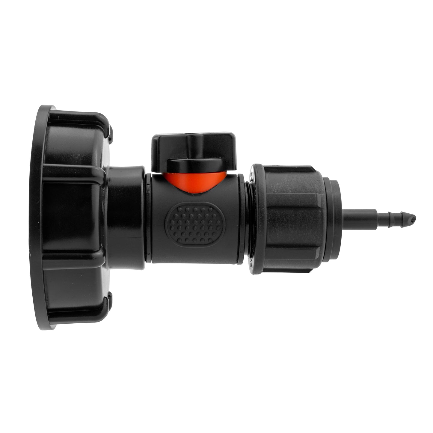 IBC 2” S60X6 Cap with Integrated BSP Male Valve and 4mm Barbed Micro Connector