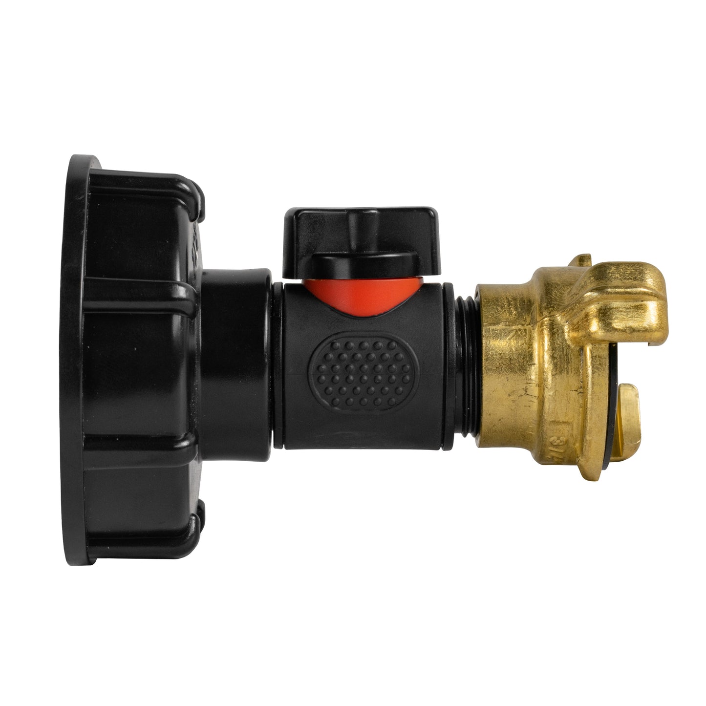IBC 2” S60X6 Cap with Integrated BSPM Valve and Geka-Style Connector