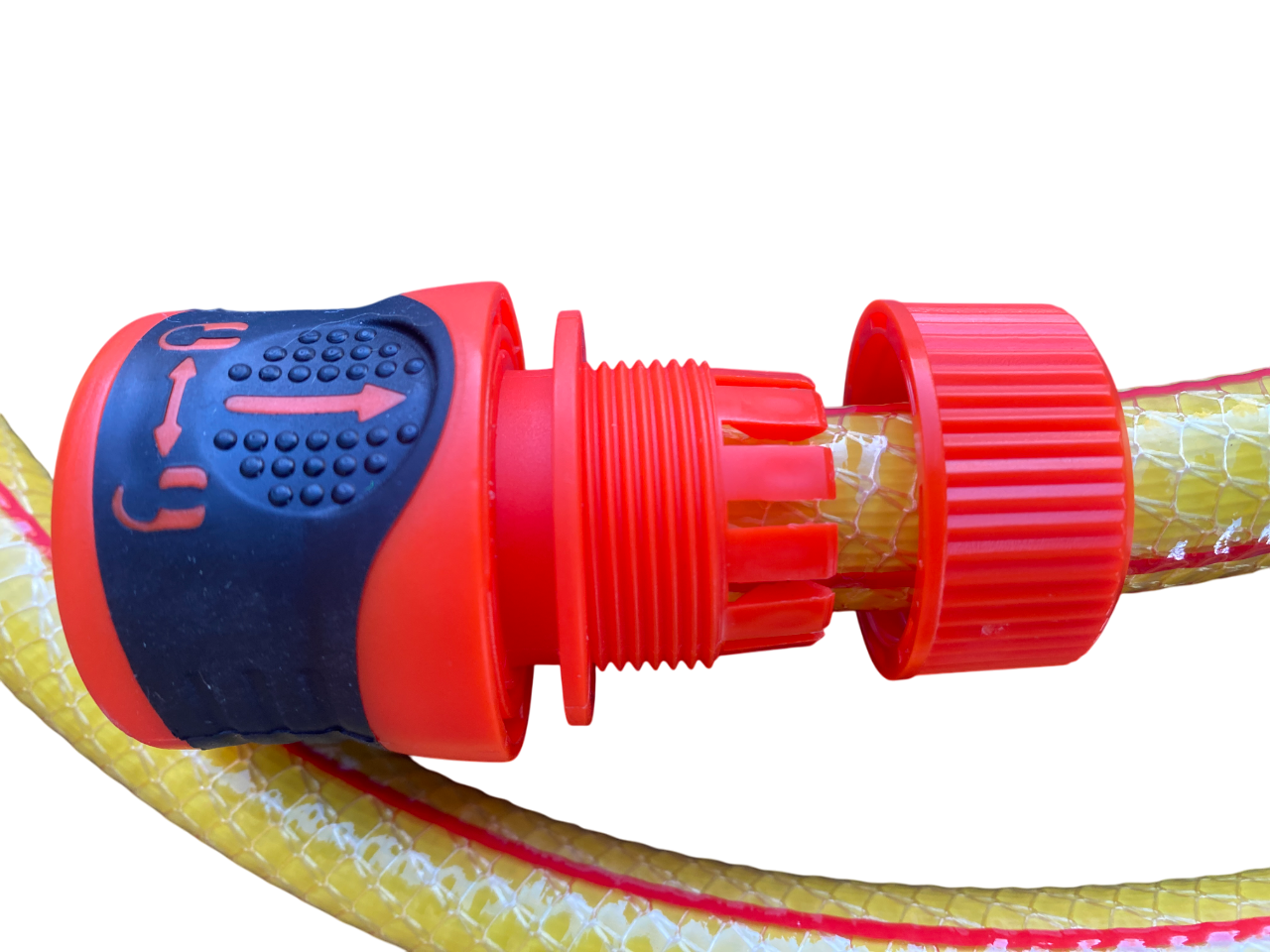 High-Quality Yellow Garden Hose with Orange Locking Connectors
