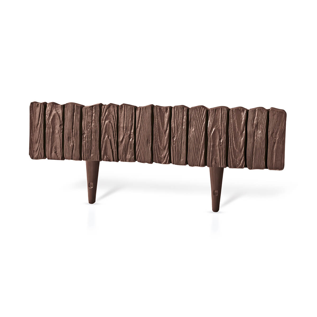 Brown Plastic Palisade Lawn Edging with Wood Texture 2.32m